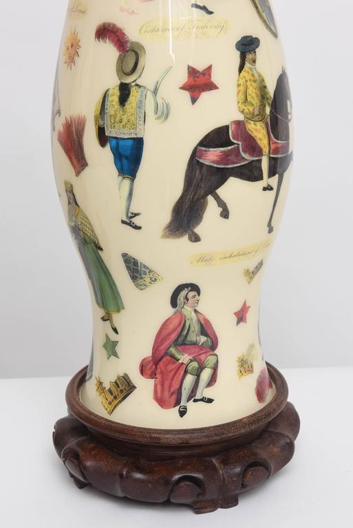 Pair of Vintage Decoupage Lamps with Spanish Colonial Theme at 1stdibs