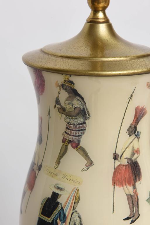 Pair of Vintage Decoupage Lamps with Spanish Colonial Theme at 1stdibs