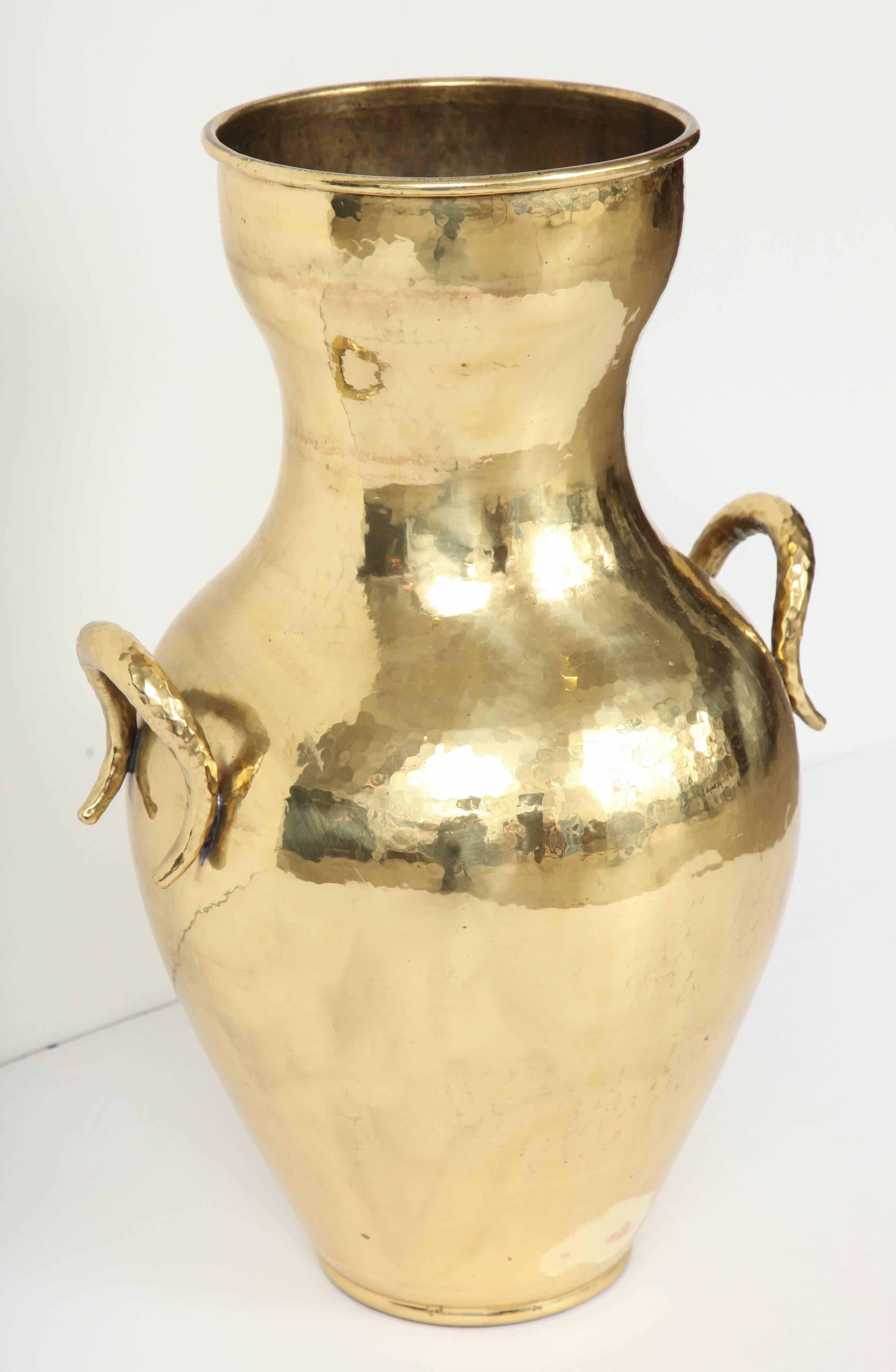 Large 1950s Italian hand-hammered two handled urn.