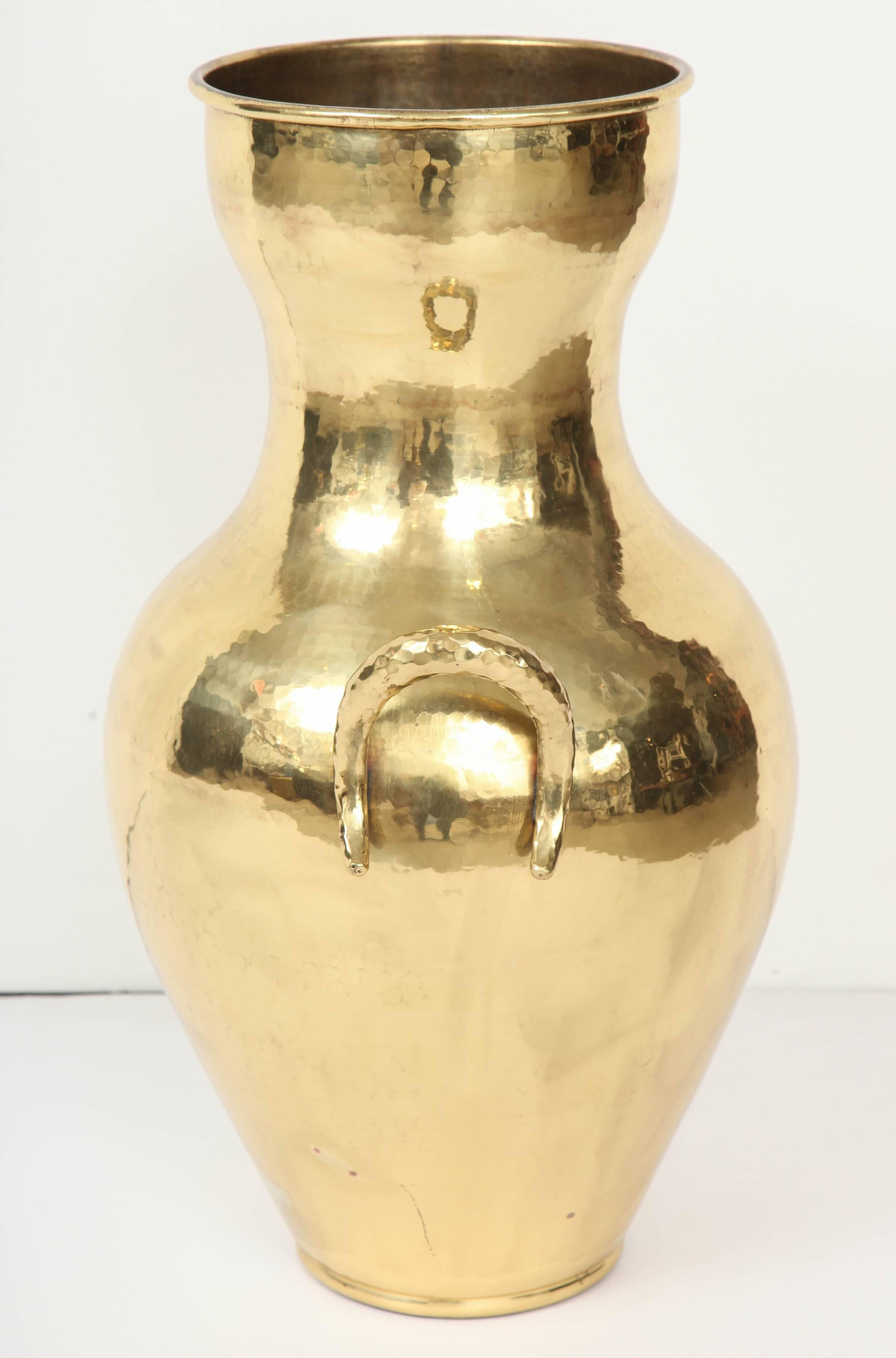  Large 1950s Italian Hand-Hammered Brass Two Handled Urn 5