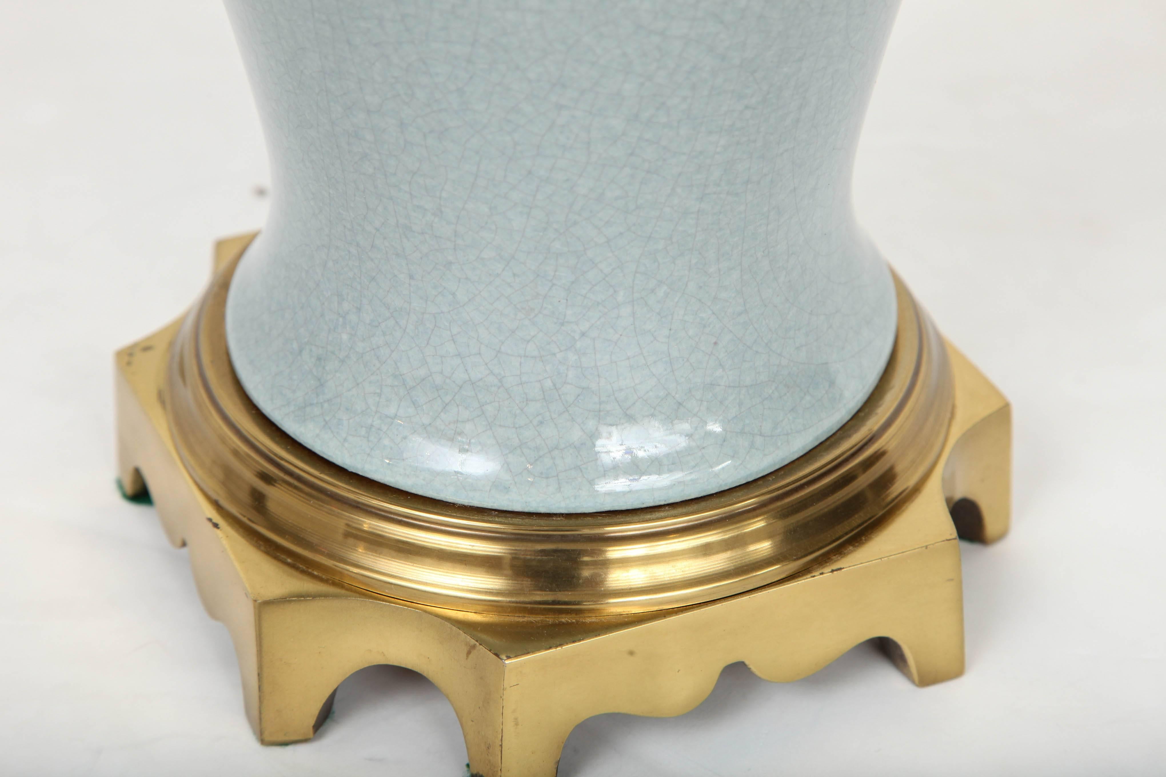 Blaue Porzellan-Tischlampe von Paul Hanson aus den 1940er Jahren 1