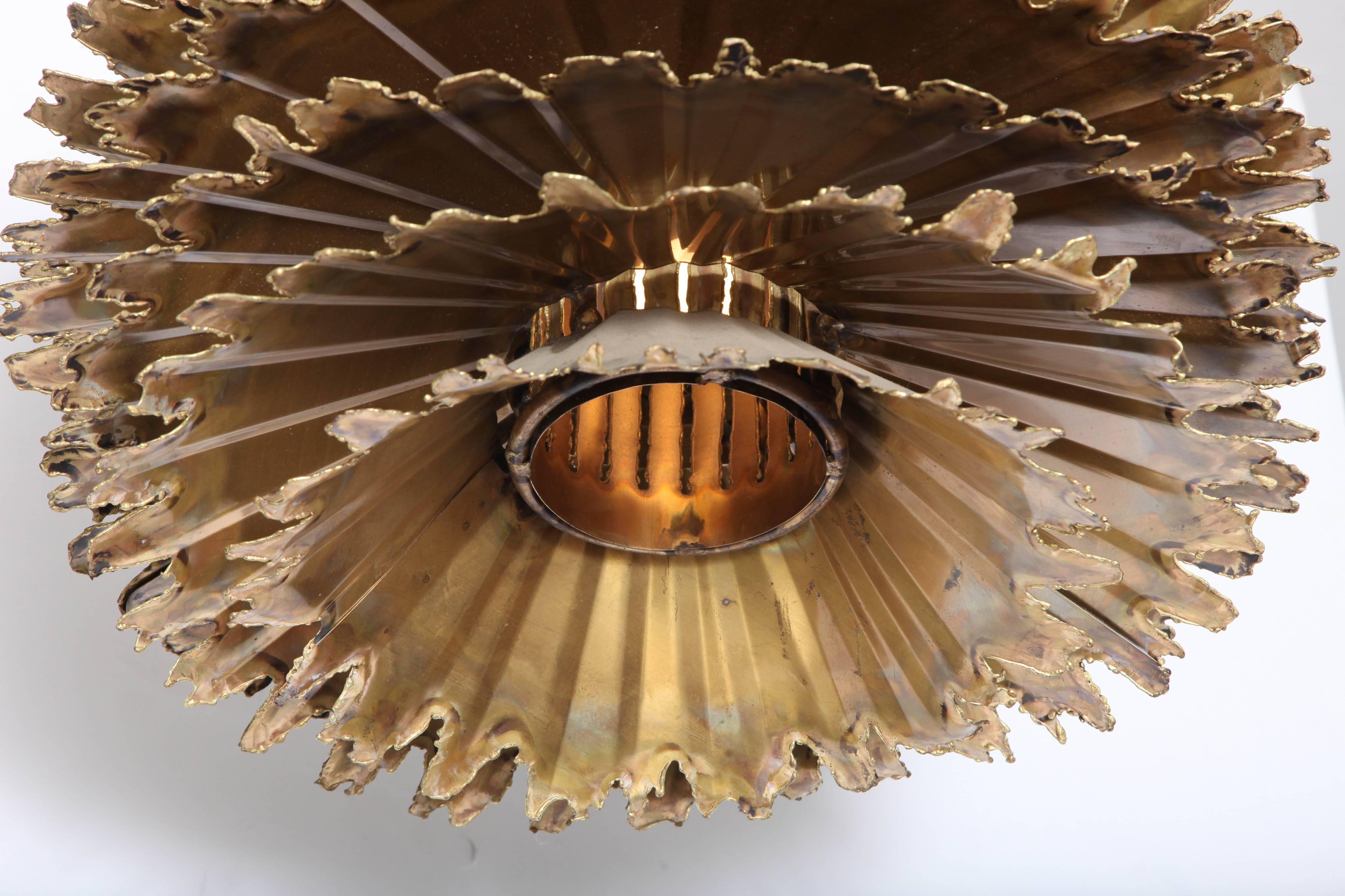 Patinated Brass Chandelier by Tom Greene In Good Condition In New York, NY