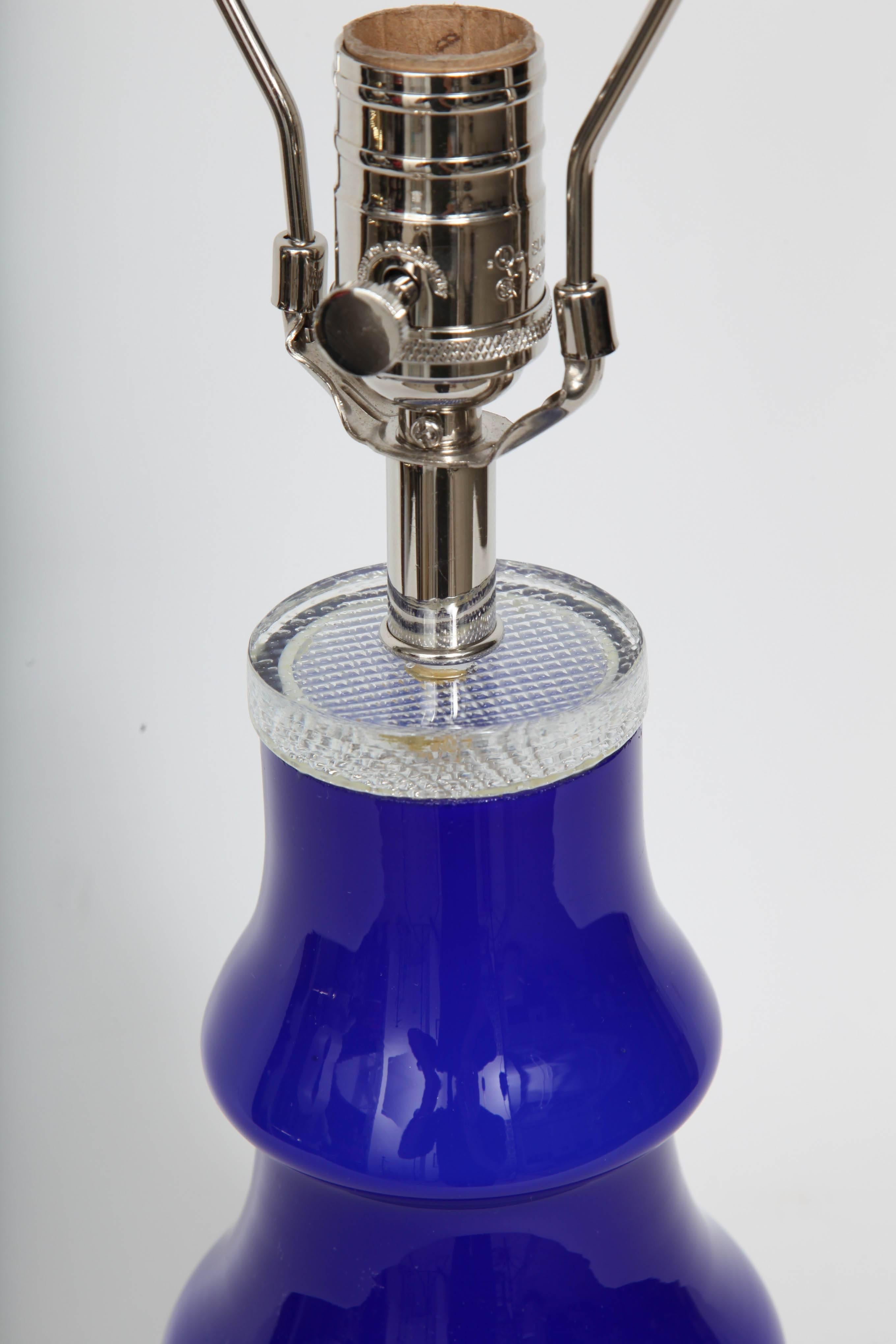 20th Century Swedish Modern Blue Art Glass Lamp by Johansfors