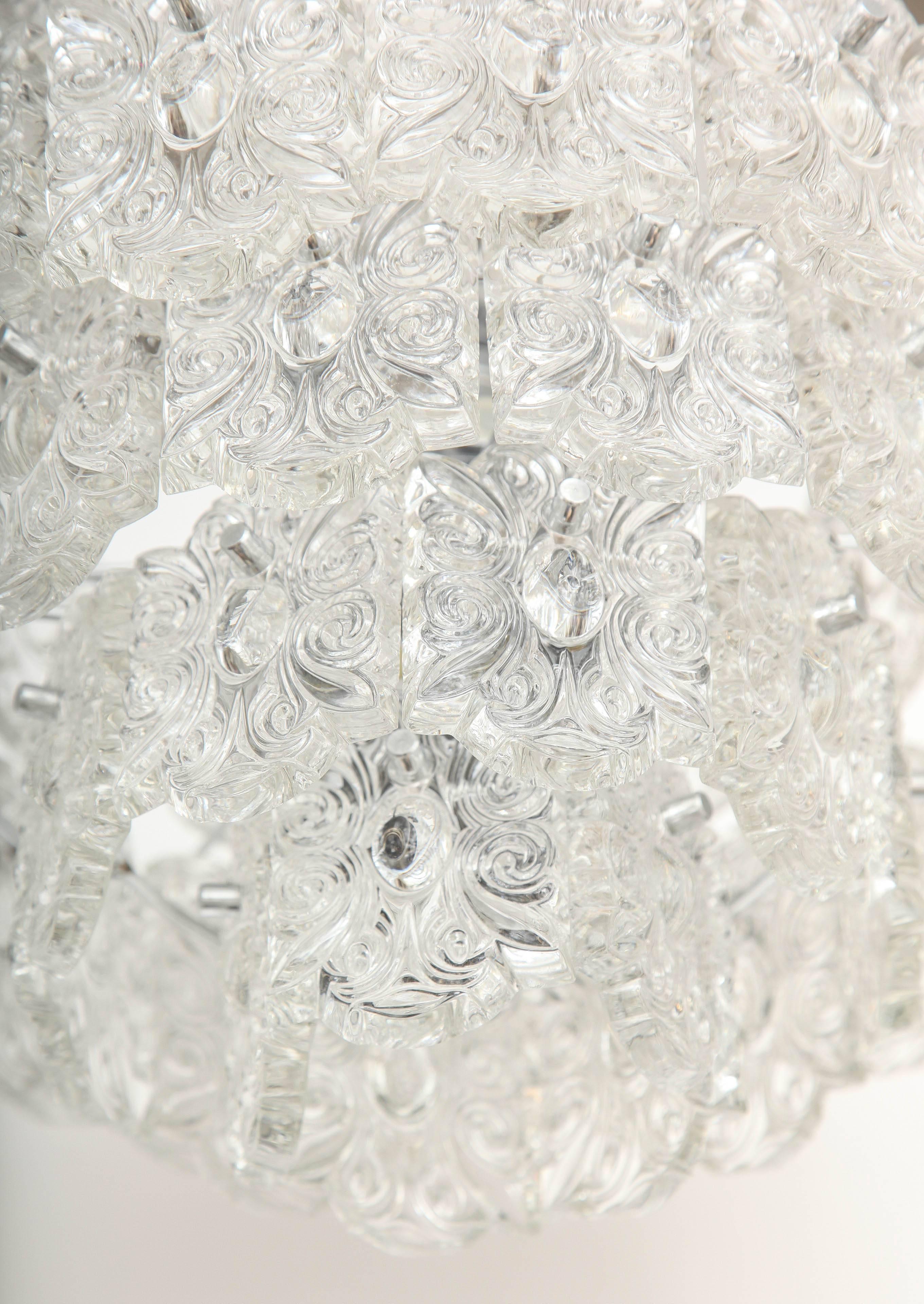 Mid-Century Five-Tier Crystal Chandelier by Kinkeldey In Excellent Condition In New York, NY