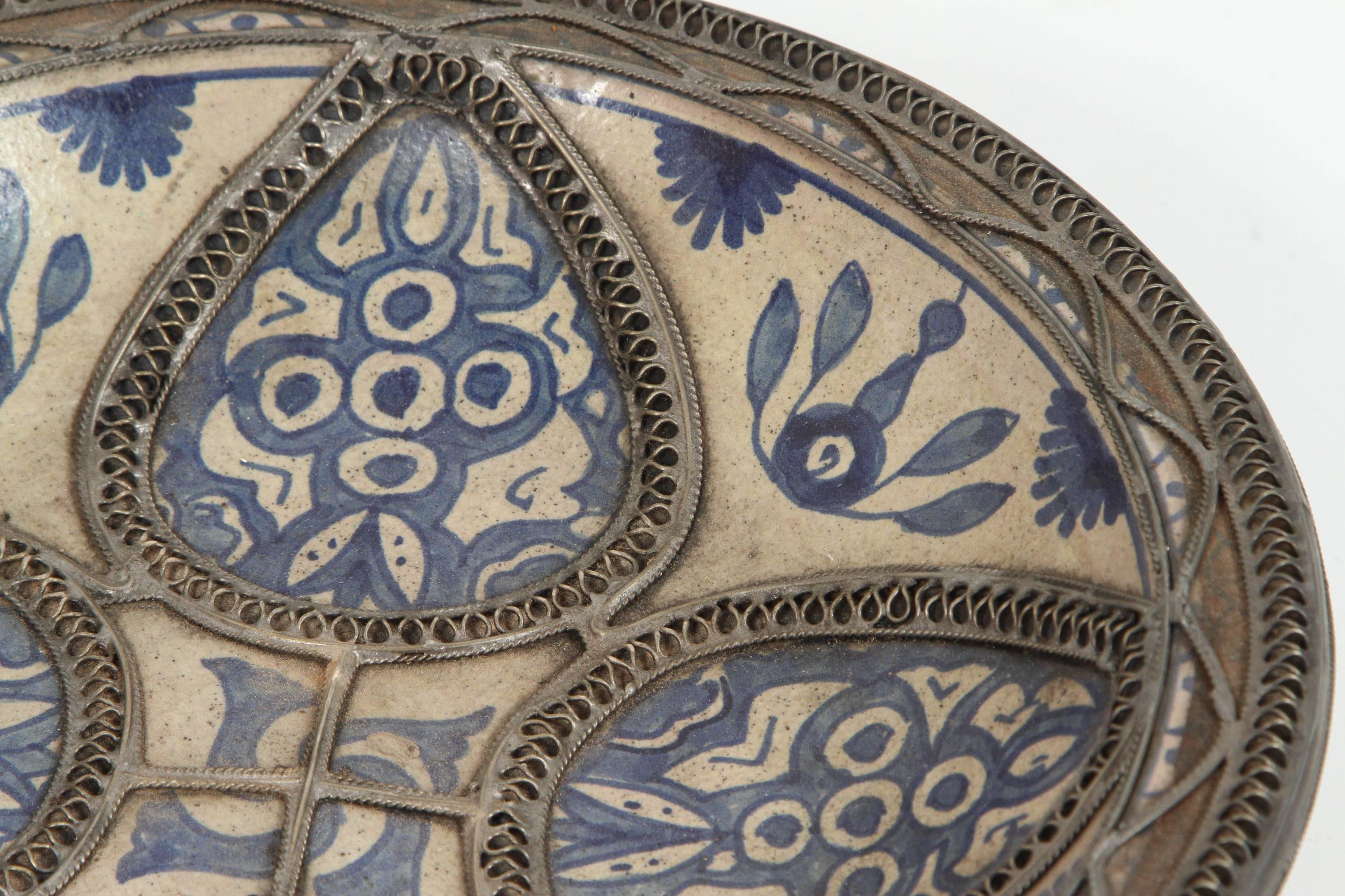 20th Century Set of Four Ceramic Decorative Plates from Fez, Morocco