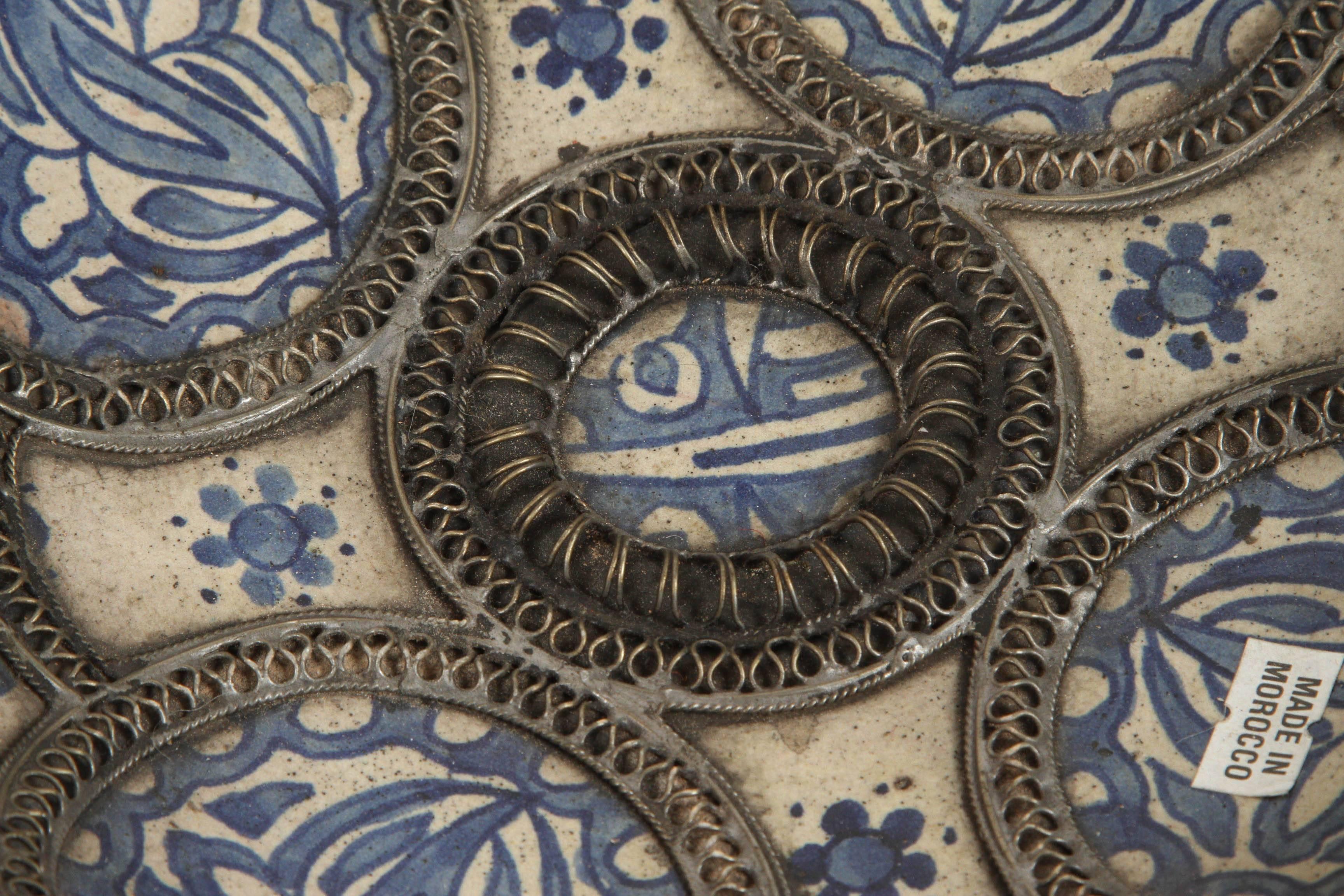 Set of Four Ceramic Decorative Plates from Fez, Morocco 1