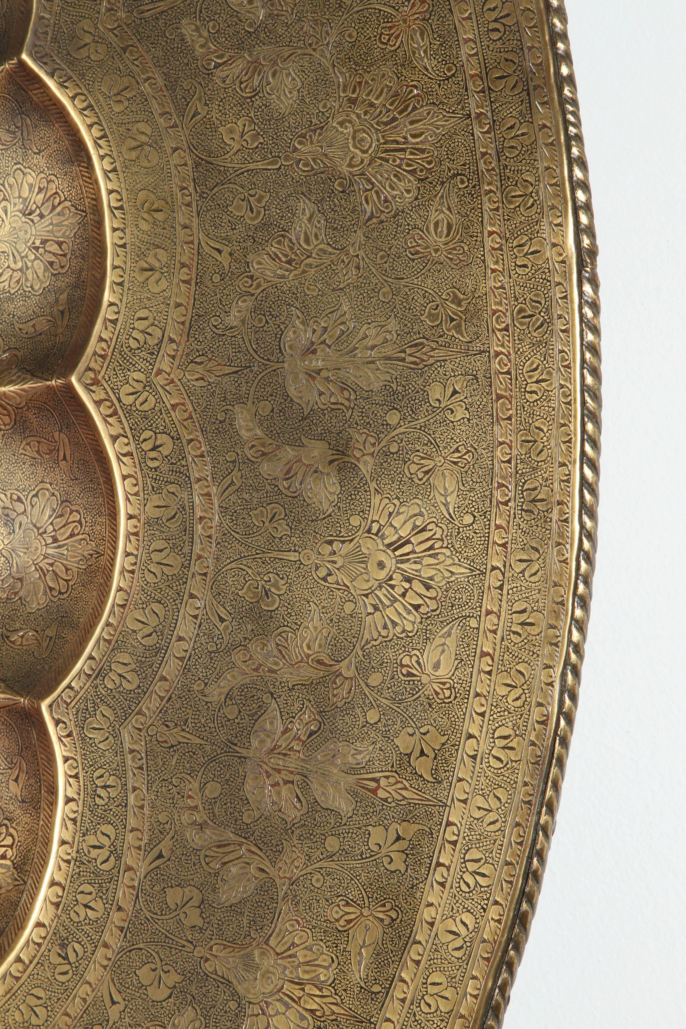 20th Century Monumental Mughal-Indian Brass Hanging Tray Platter 47 Inches Diameter