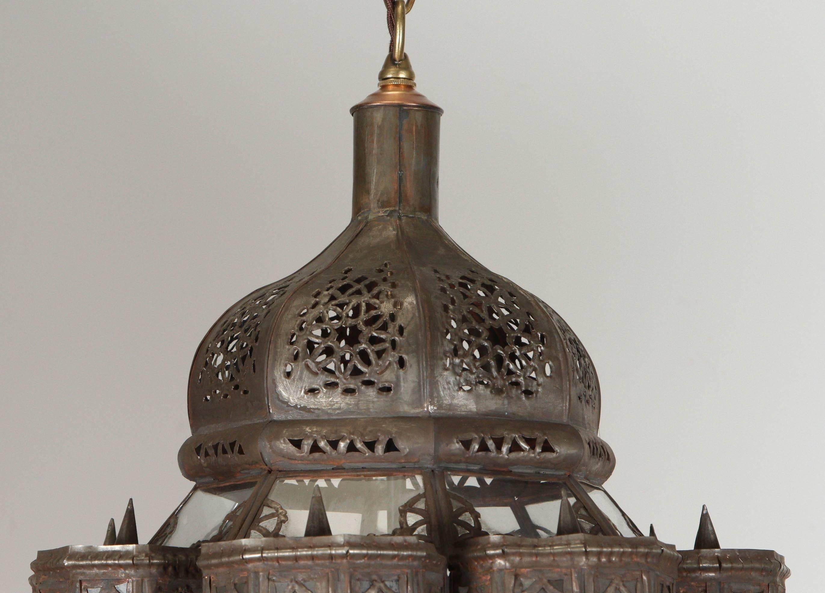 Hammered Moroccan Moorish Hand-Crafted Lantern Mamounia Light Fixture Clear Glass