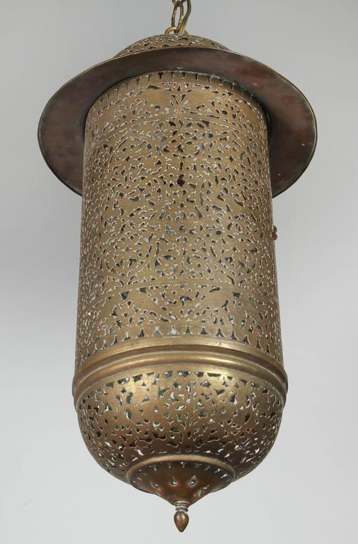 Vintage Moroccan Brass Filigree Pendant Light Fixture at ...