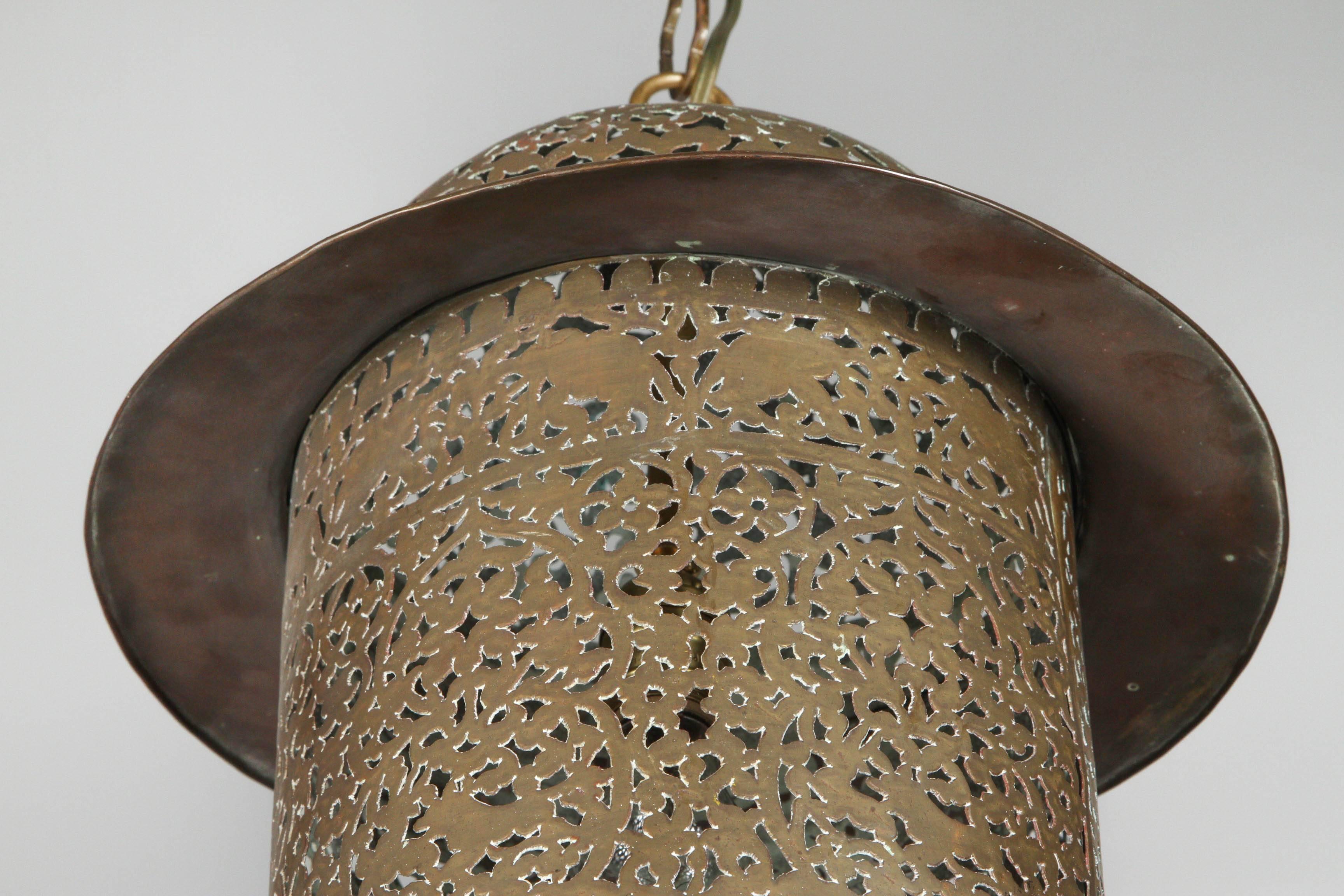 Moorish Vintage Moroccan Brass Filigree Pendant Light Fixture