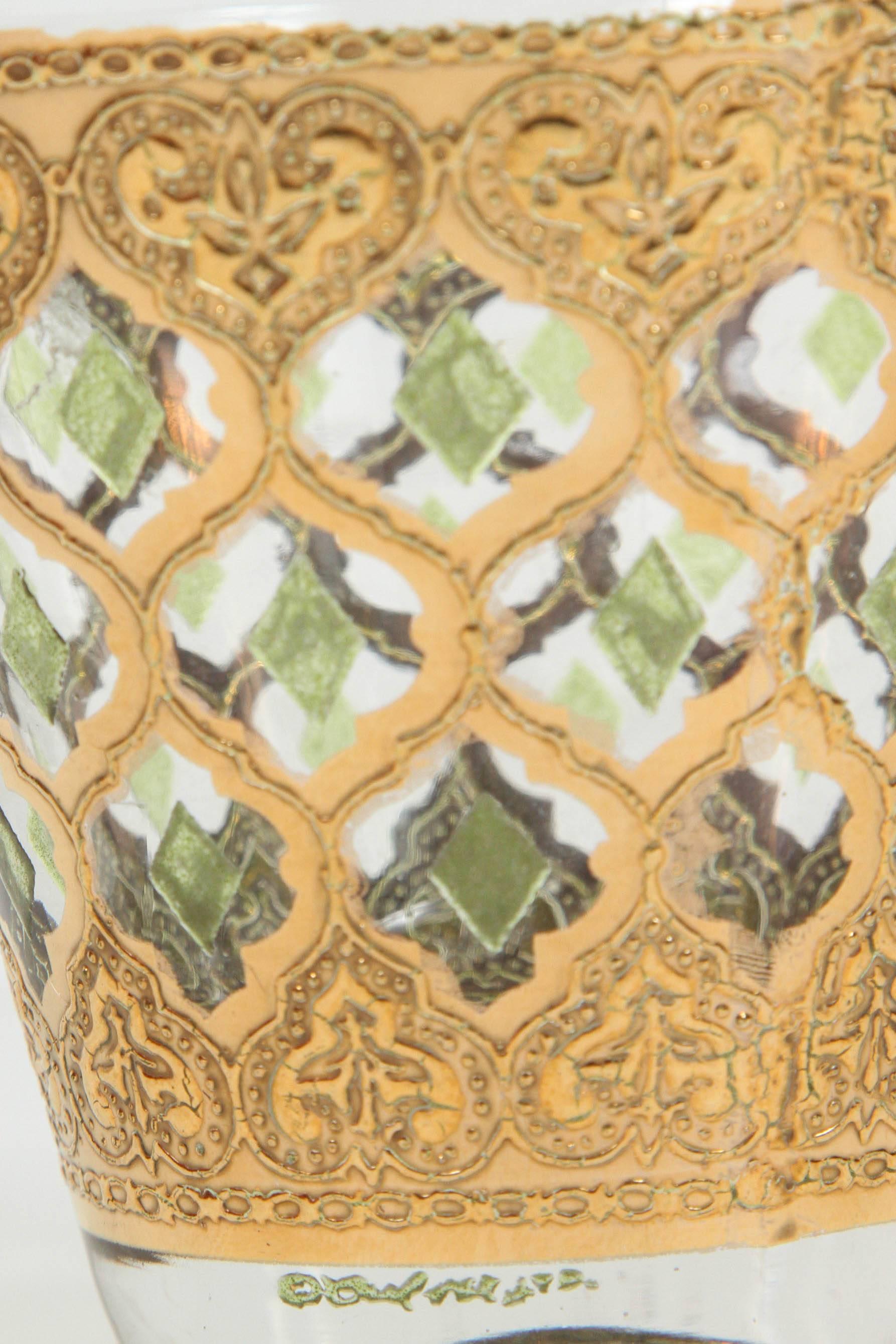 Hollywood Regency Vintage Lowball Rocks Glasses from Culver with 22 Karat Gold Designs