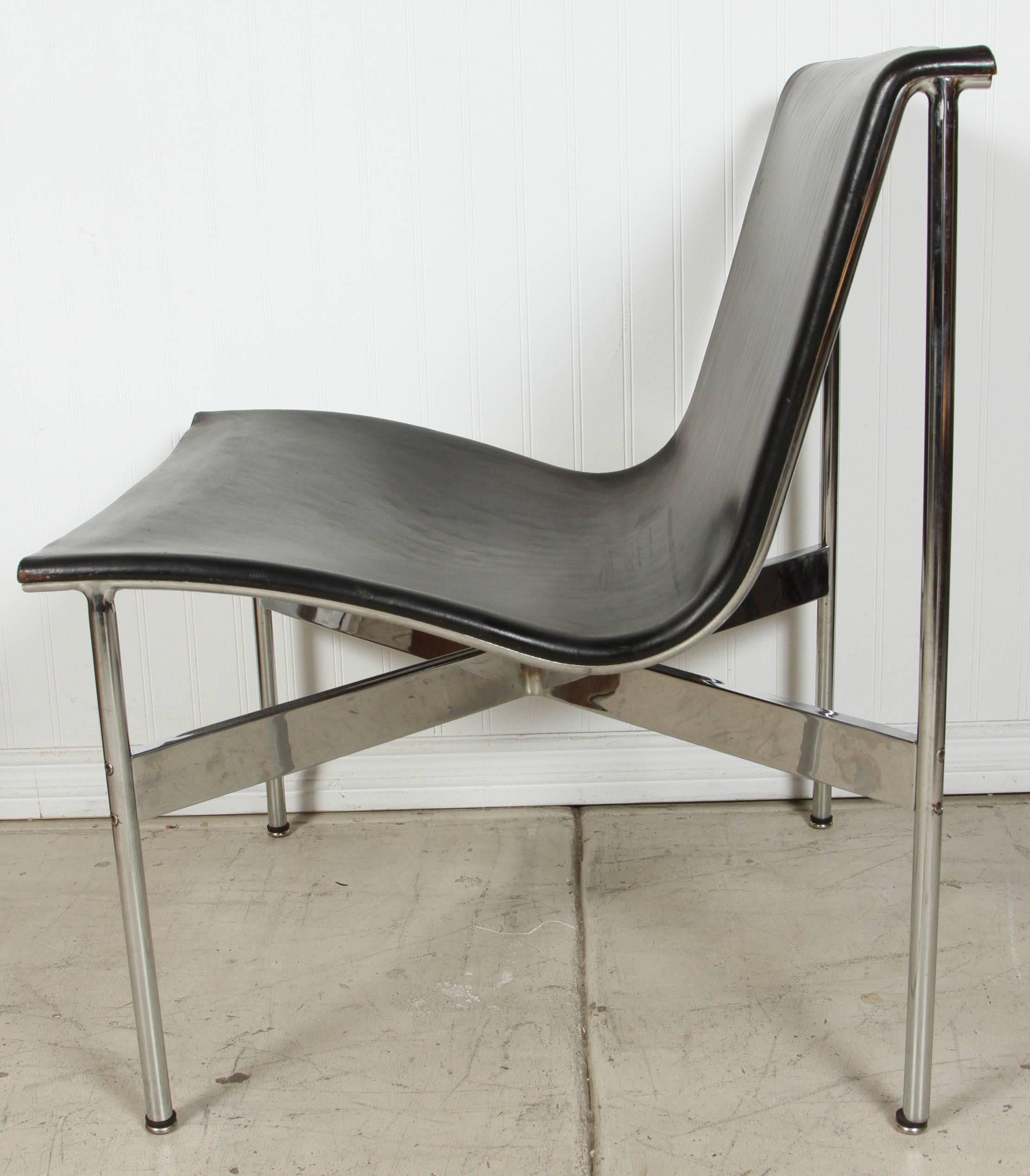 Pair of Leather and chrome chairs by Katavalos, Littell, and Kelly In Excellent Condition In Los Angeles, CA