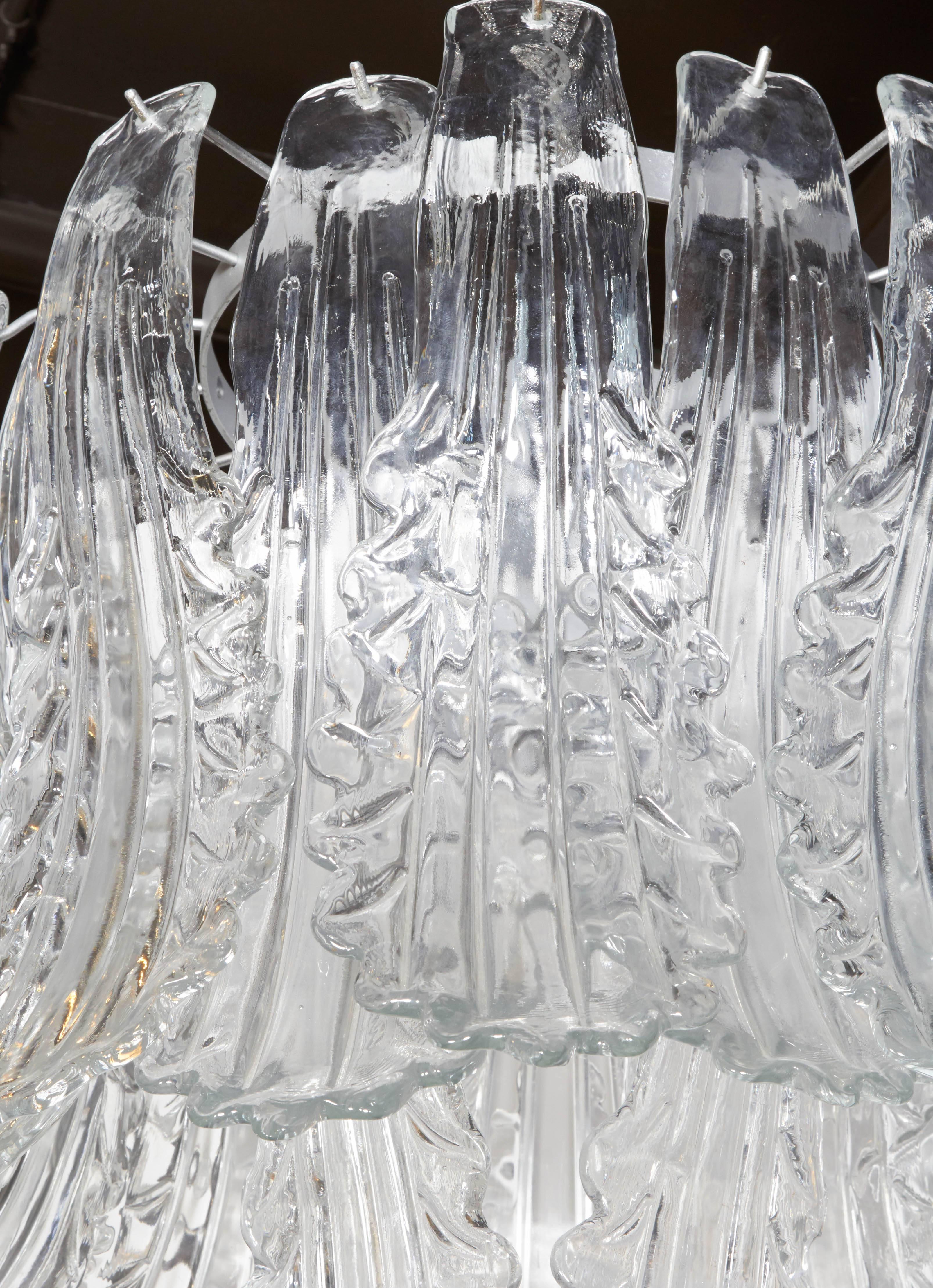 Exquisite Chandelier with Stylized Murano Glass Leaves by Barovier & Toso 1