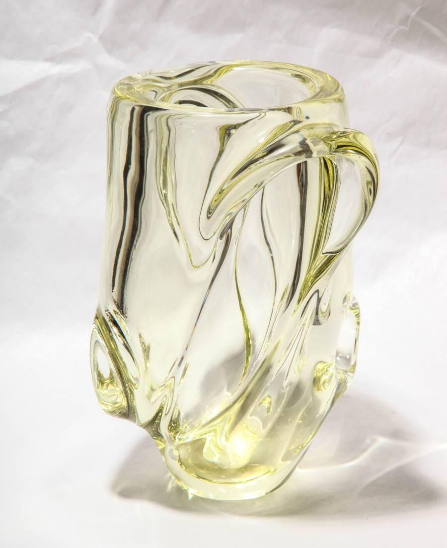 Modern Designed Sevres Yellow Crystal Vase For Sale at 1stdibs