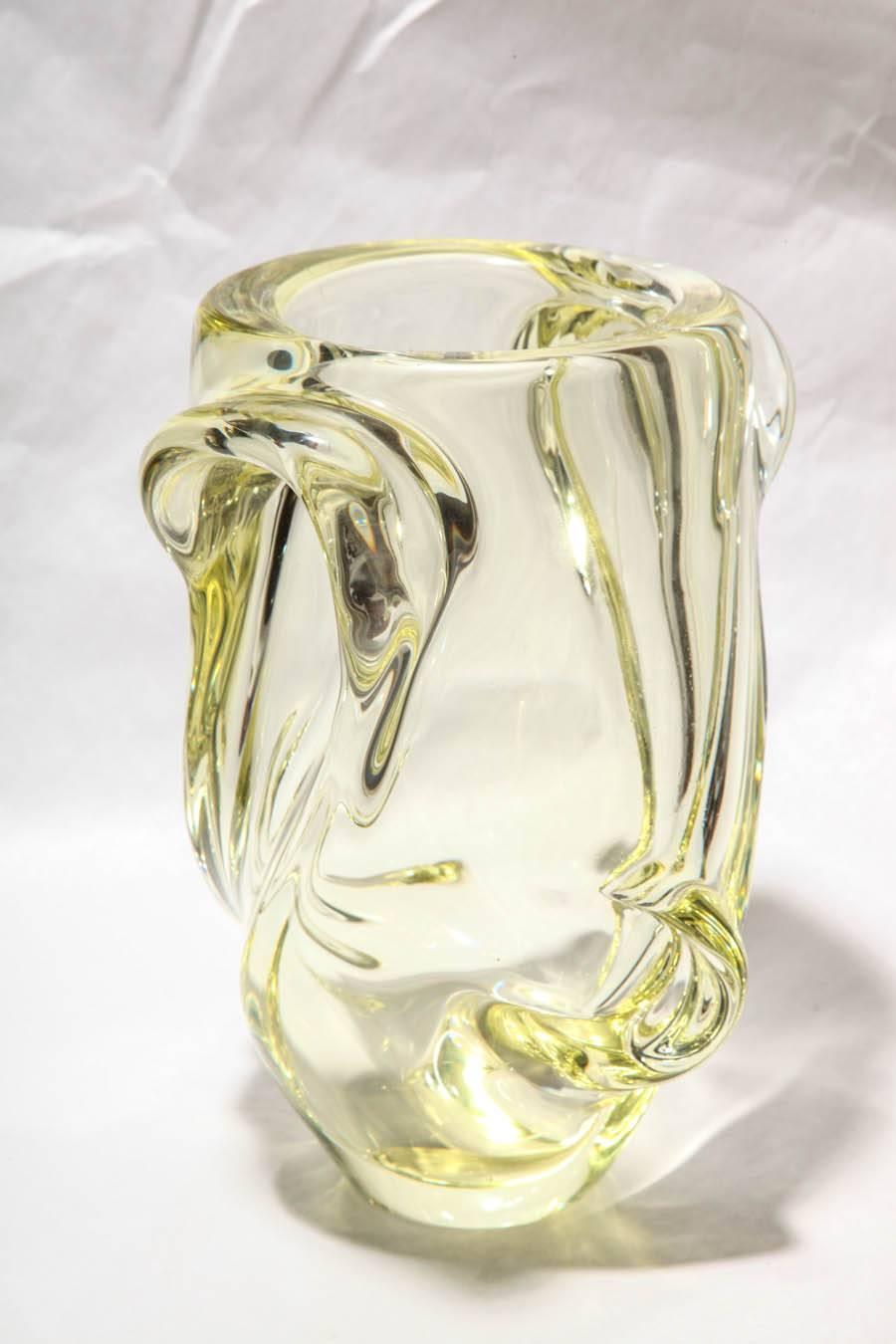Modern Designed Sevres Yellow Crystal Vase For Sale at 1stdibs