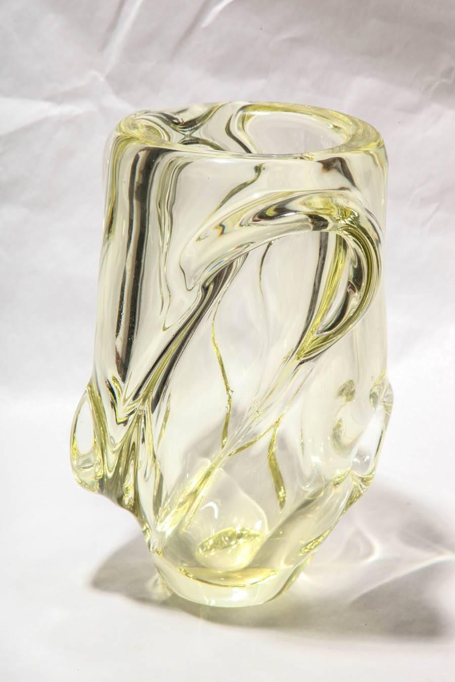 Modern Designed Sevres Yellow Crystal Vase In Good Condition In New York, NY