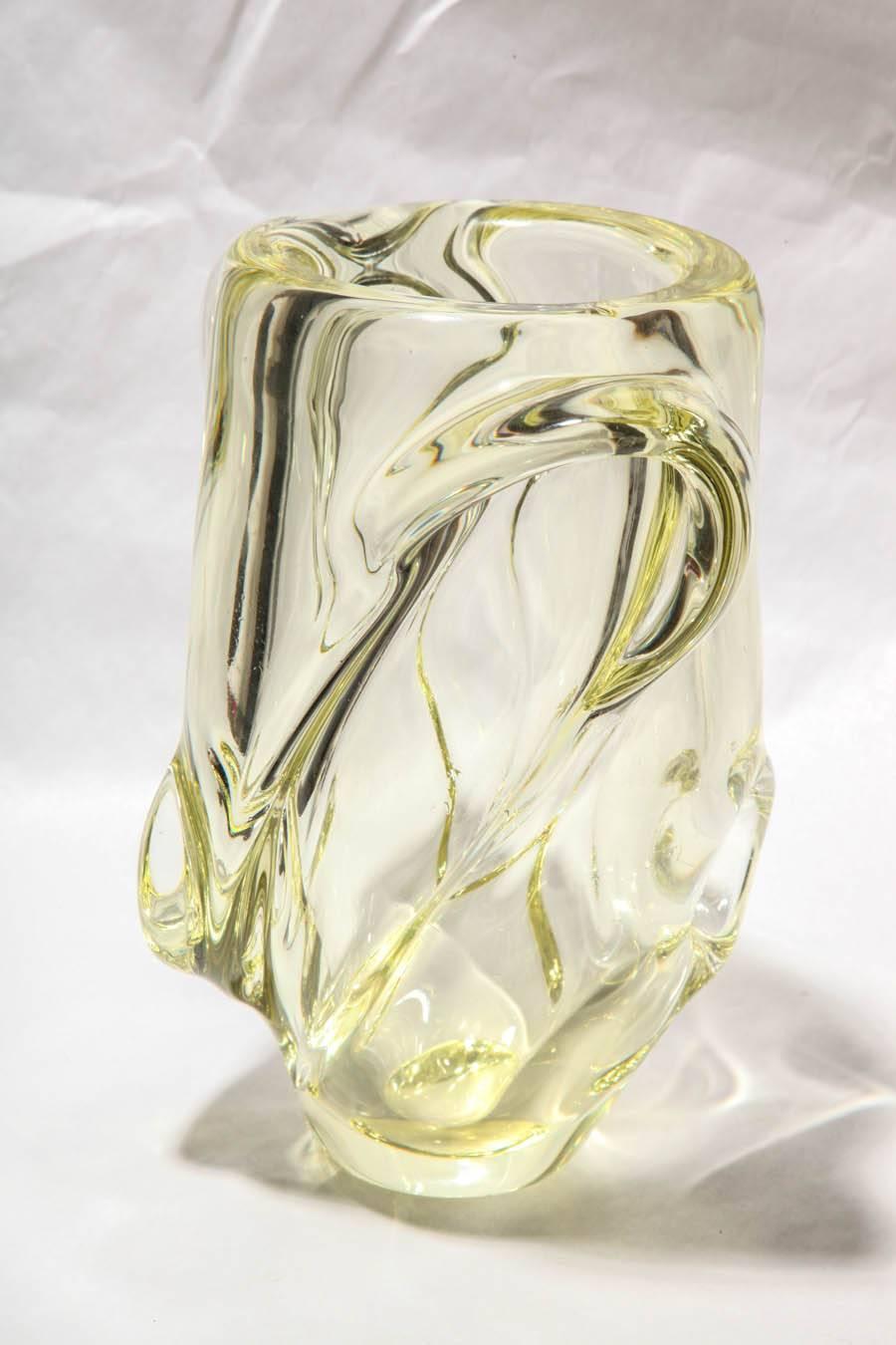 Modern Designed Sevres Yellow Crystal Vase For Sale at 1stdibs