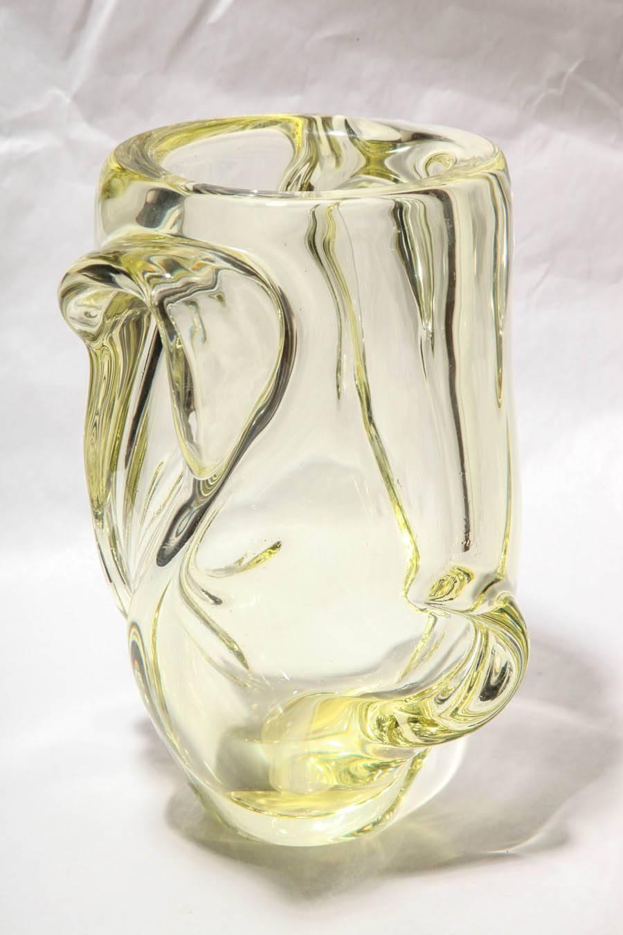 Late 20th Century Modern Designed Sevres Yellow Crystal Vase
