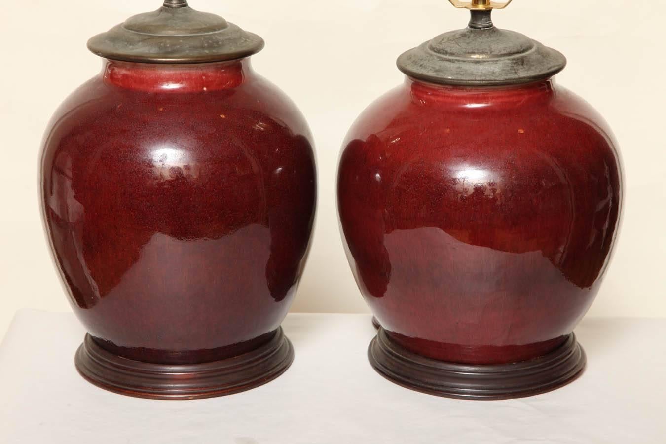 Pair of Oxblood Table Lamps In Good Condition In New York, NY