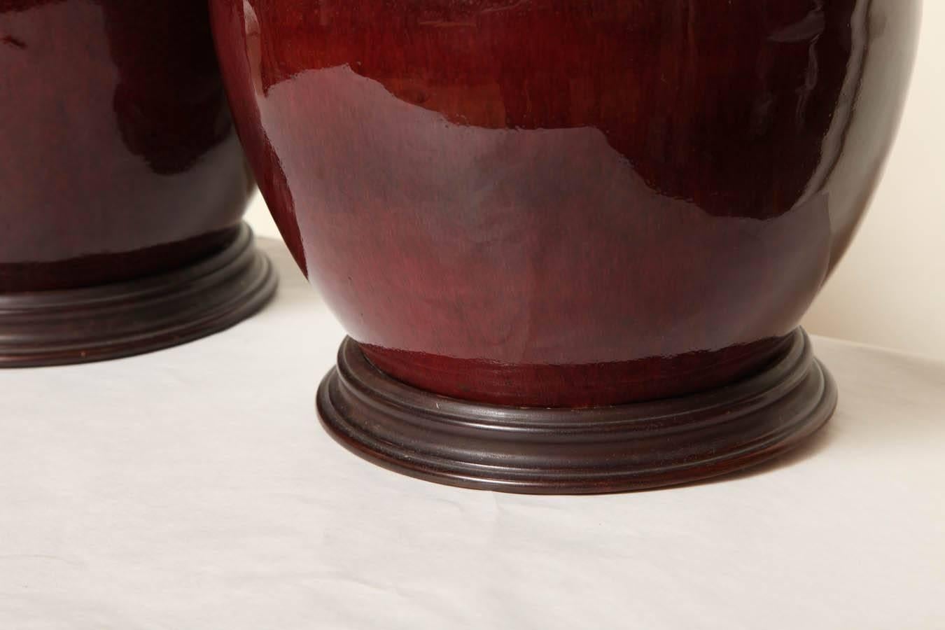 Pair of Oxblood Table Lamps 1