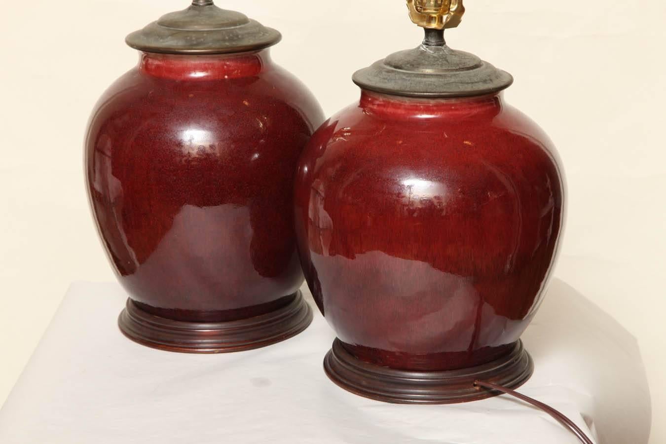 Pair of Oxblood Table Lamps 2