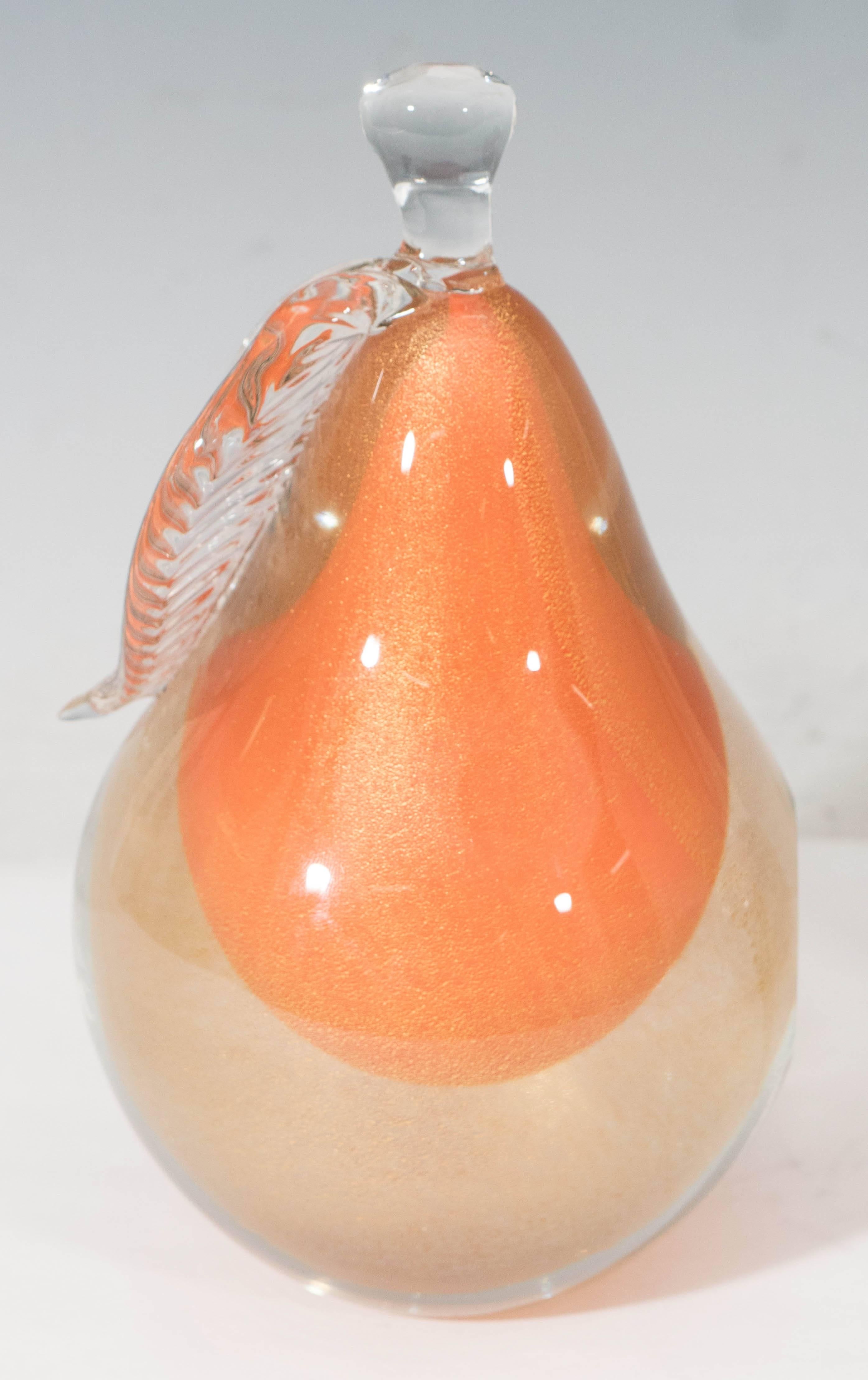 20th Century Midcentury Alfredo Barbini Italian Art Glass Fruit Bookends in Orange and Gold