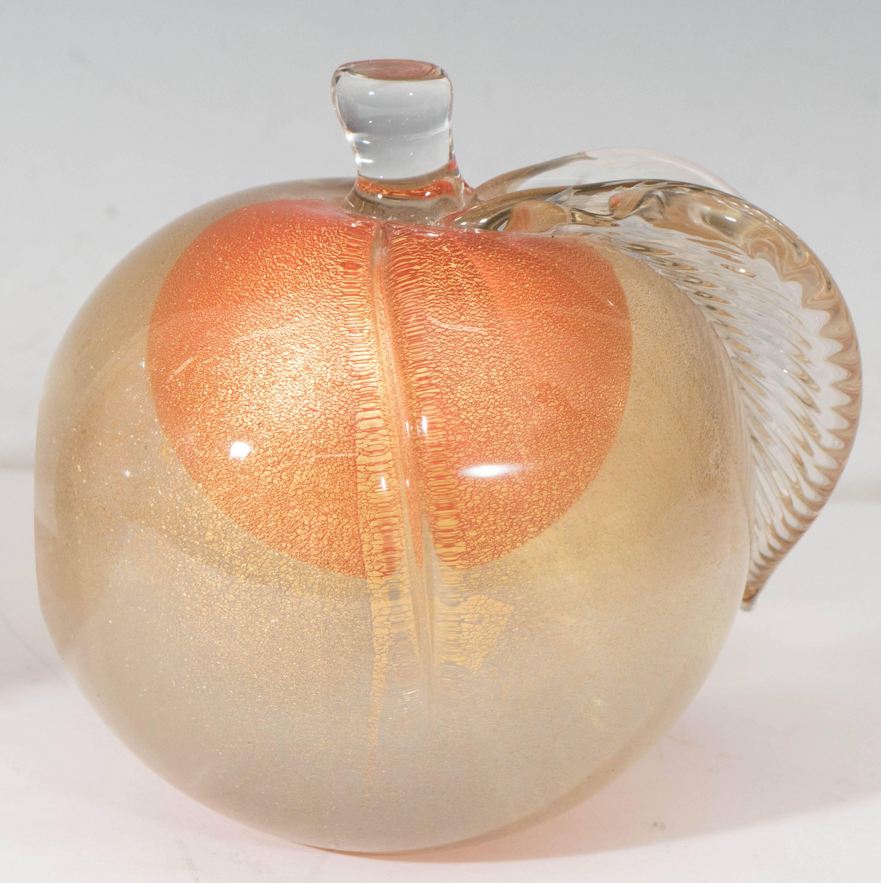 Midcentury Alfredo Barbini Italian Art Glass Fruit Bookends in Orange and Gold 2