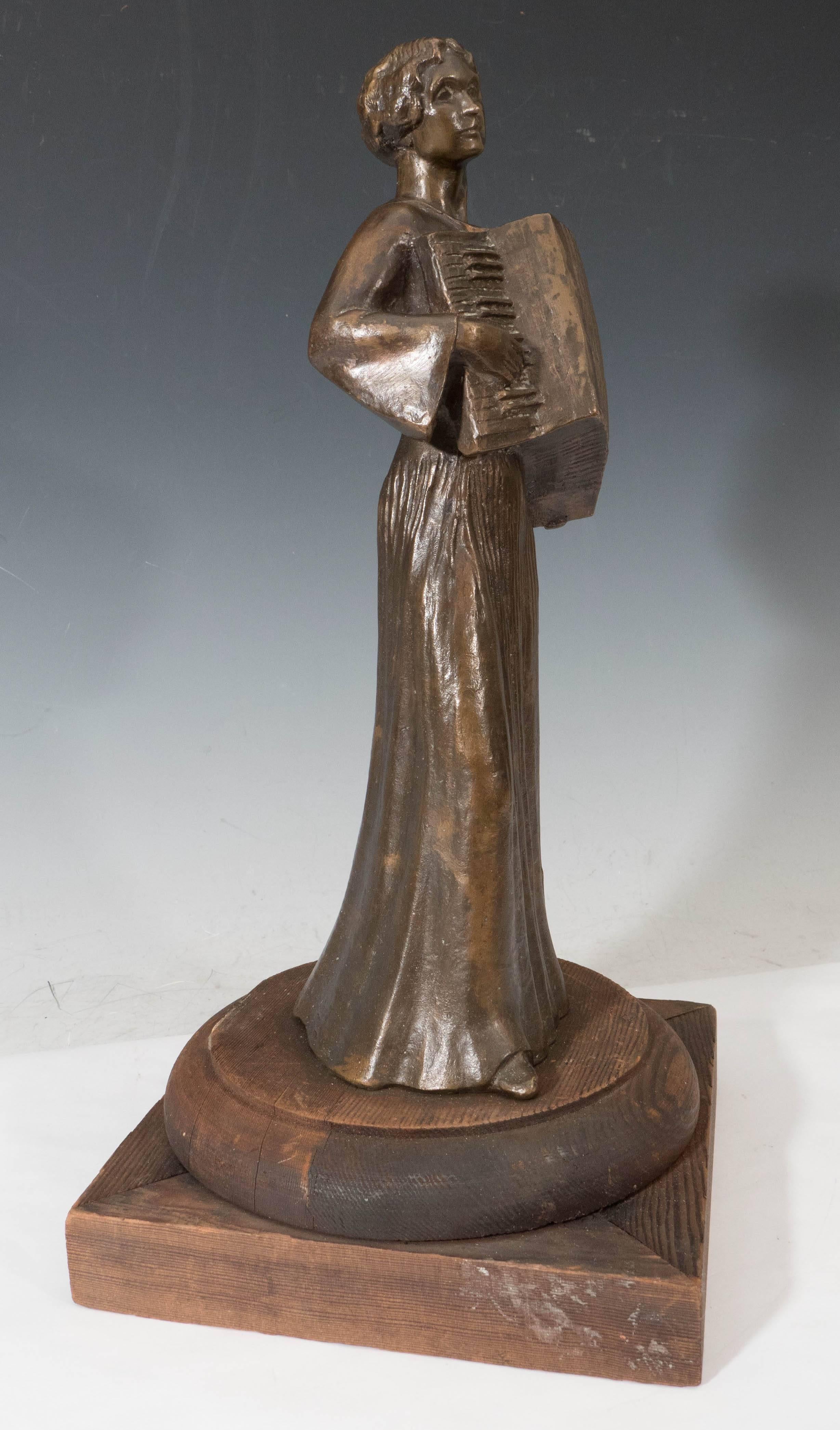 Lilian Swann Saarinen 'Woman Playing Accordion' Bronze Sculpture, circa 1939 In Good Condition In New York, NY