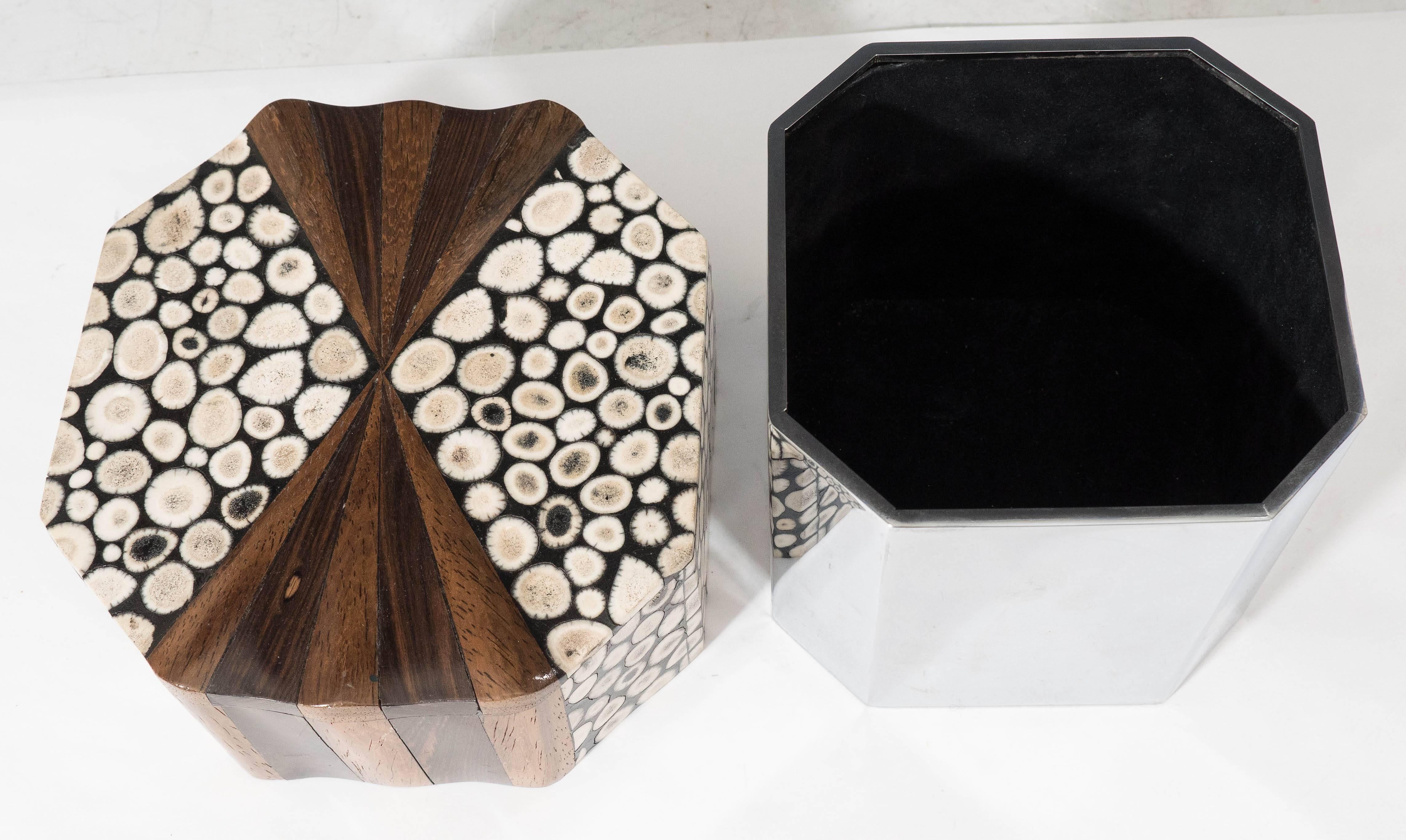 Gene Jonson & Robert Marcius Dresser-Top Box with Bone and Exotic Wood Lid For Sale 1