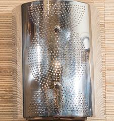 Pair of Contemporary Modern Cylindrical Wall Sconces in Chrome