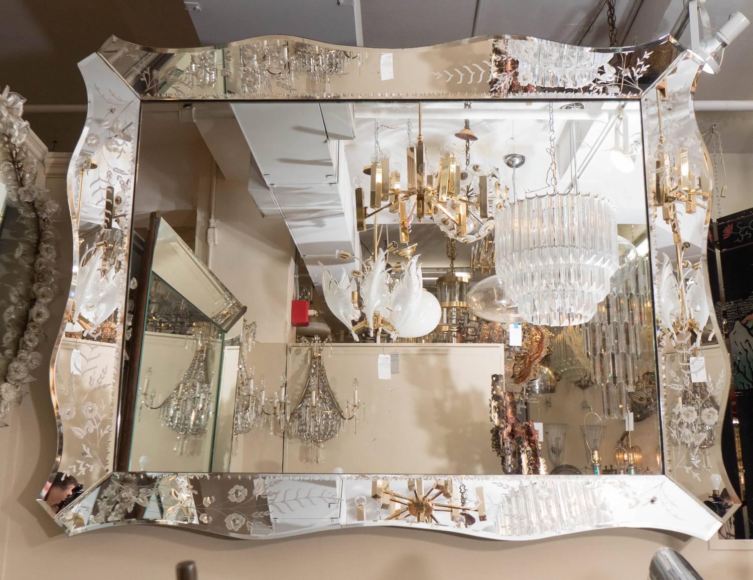 Hollywood Regency Style Venetian Wall Mirror For Sale at 1stdibs