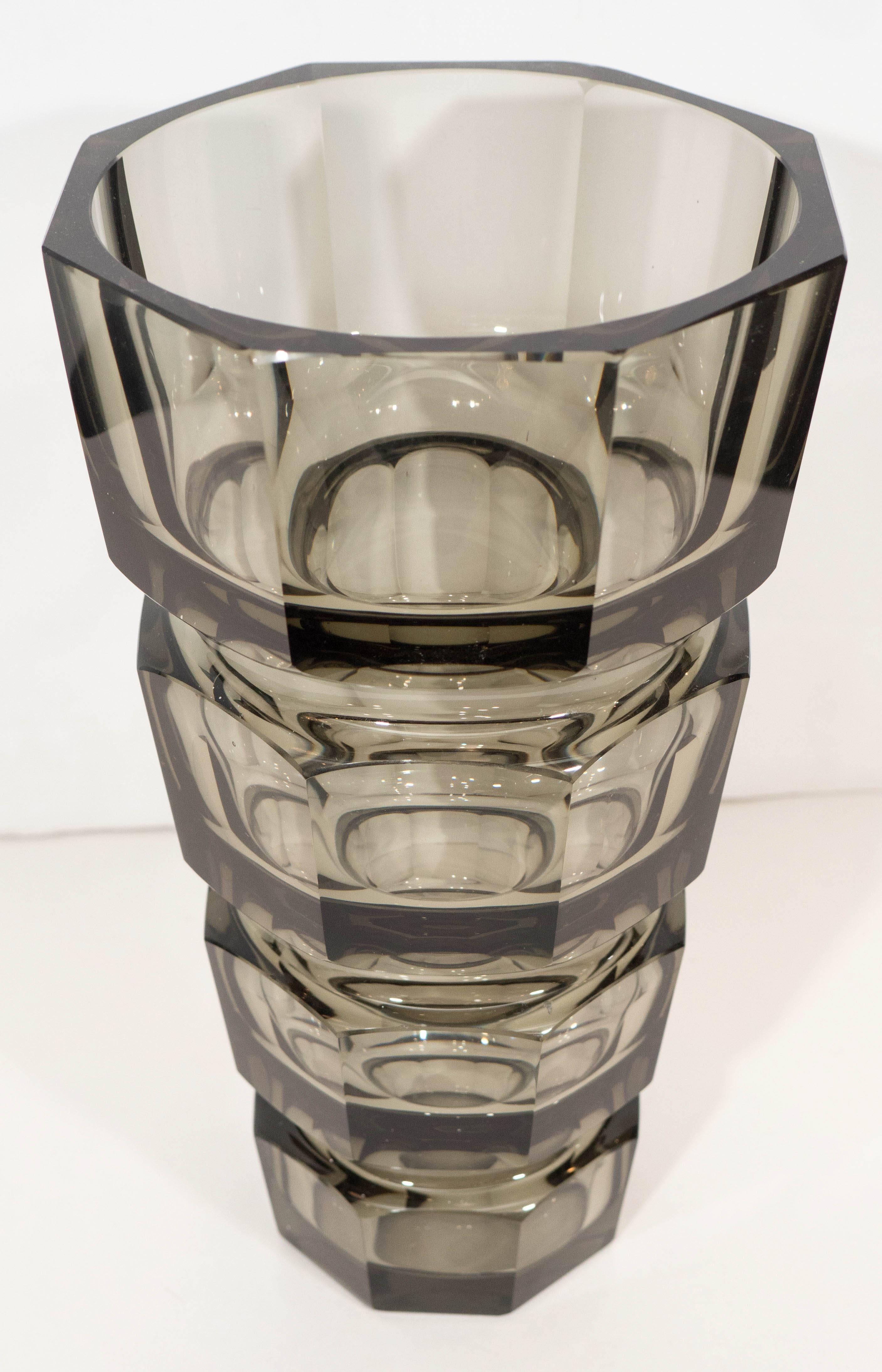Gray Crystal Moser Vase In Good Condition In New York, NY