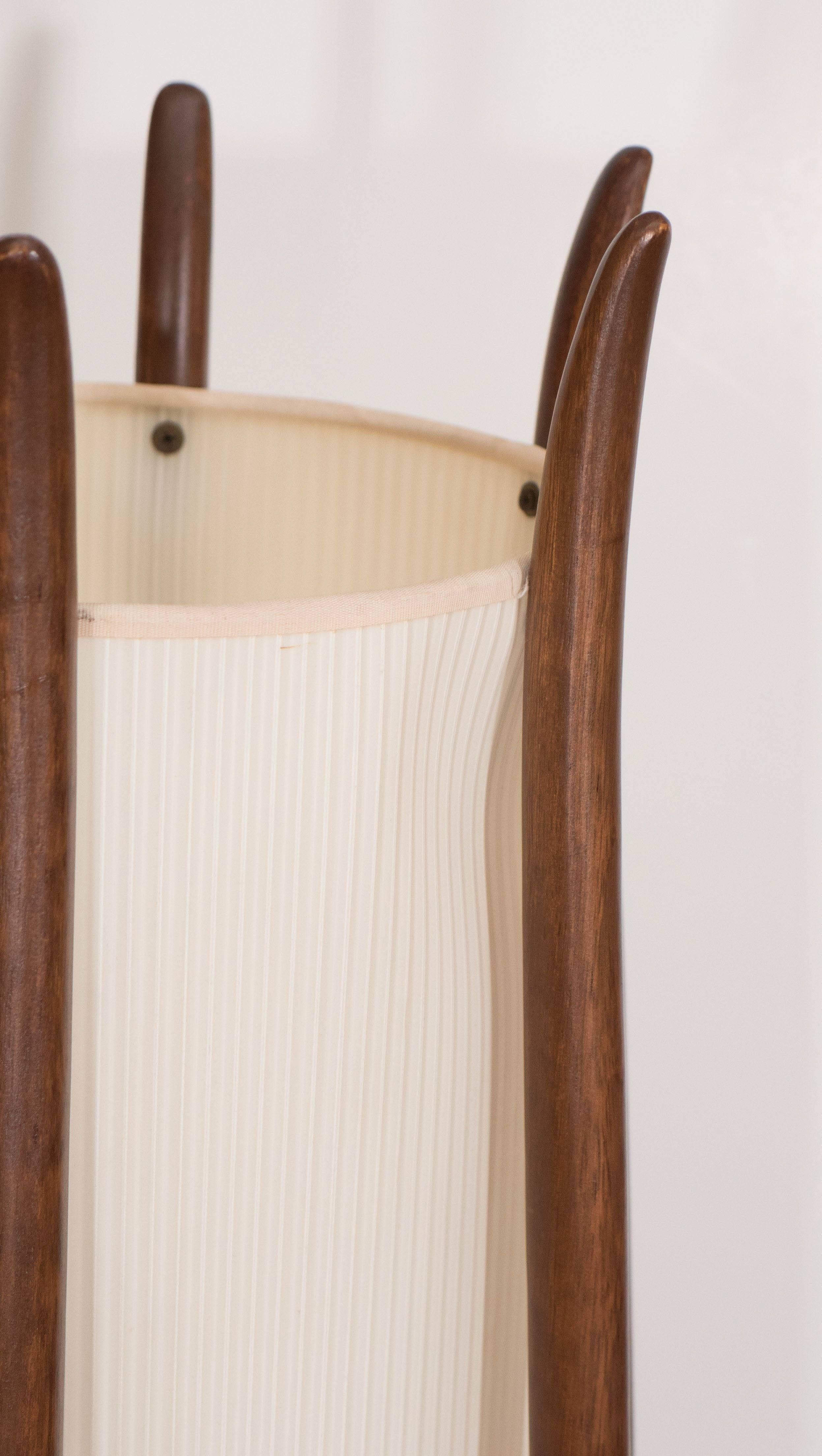 Modeline Sculptural Floor Lamp with Linen Shade and Curved Wood Frame 1