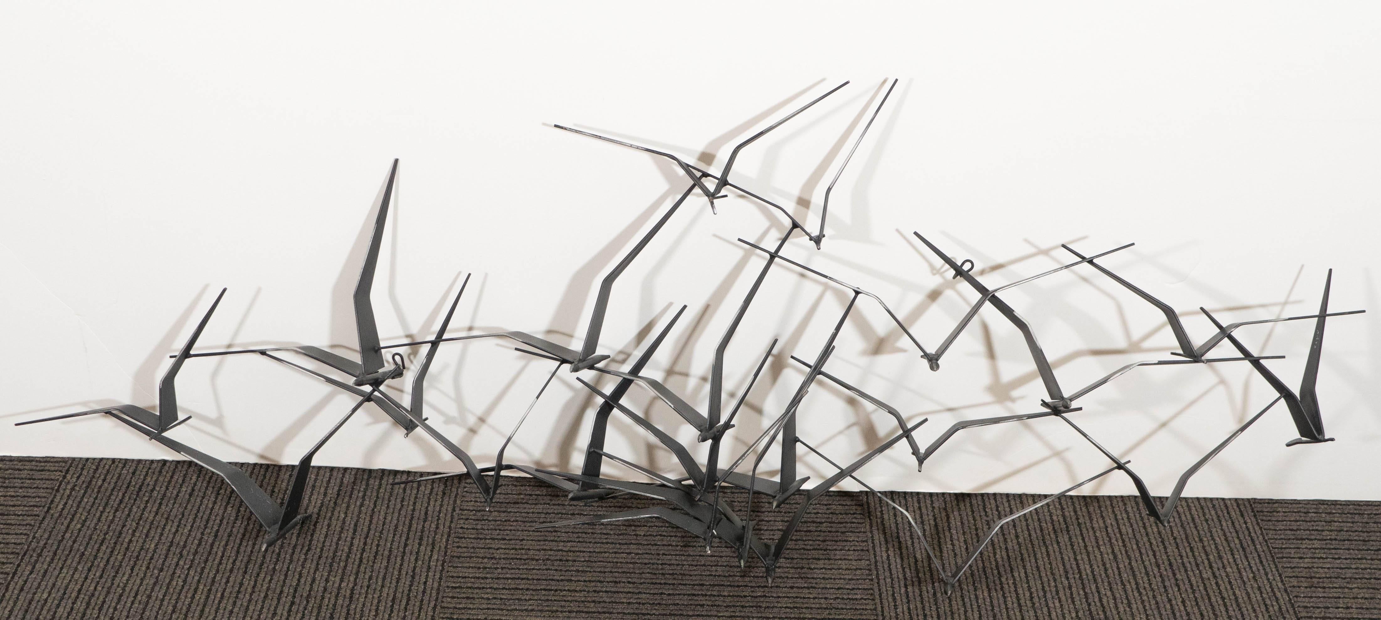 American Curtis Jere Wall Sculpture with Flock of Seagulls