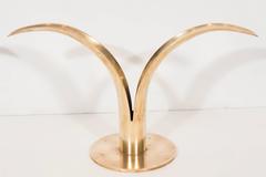 Pair of Ivar Ålenius Björk 'Lily' Brass Candleholders for Ystad-Metall