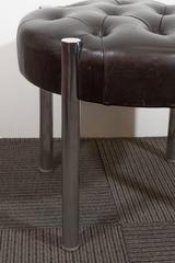 Midcentury Tufted Leather and Chrome Stool