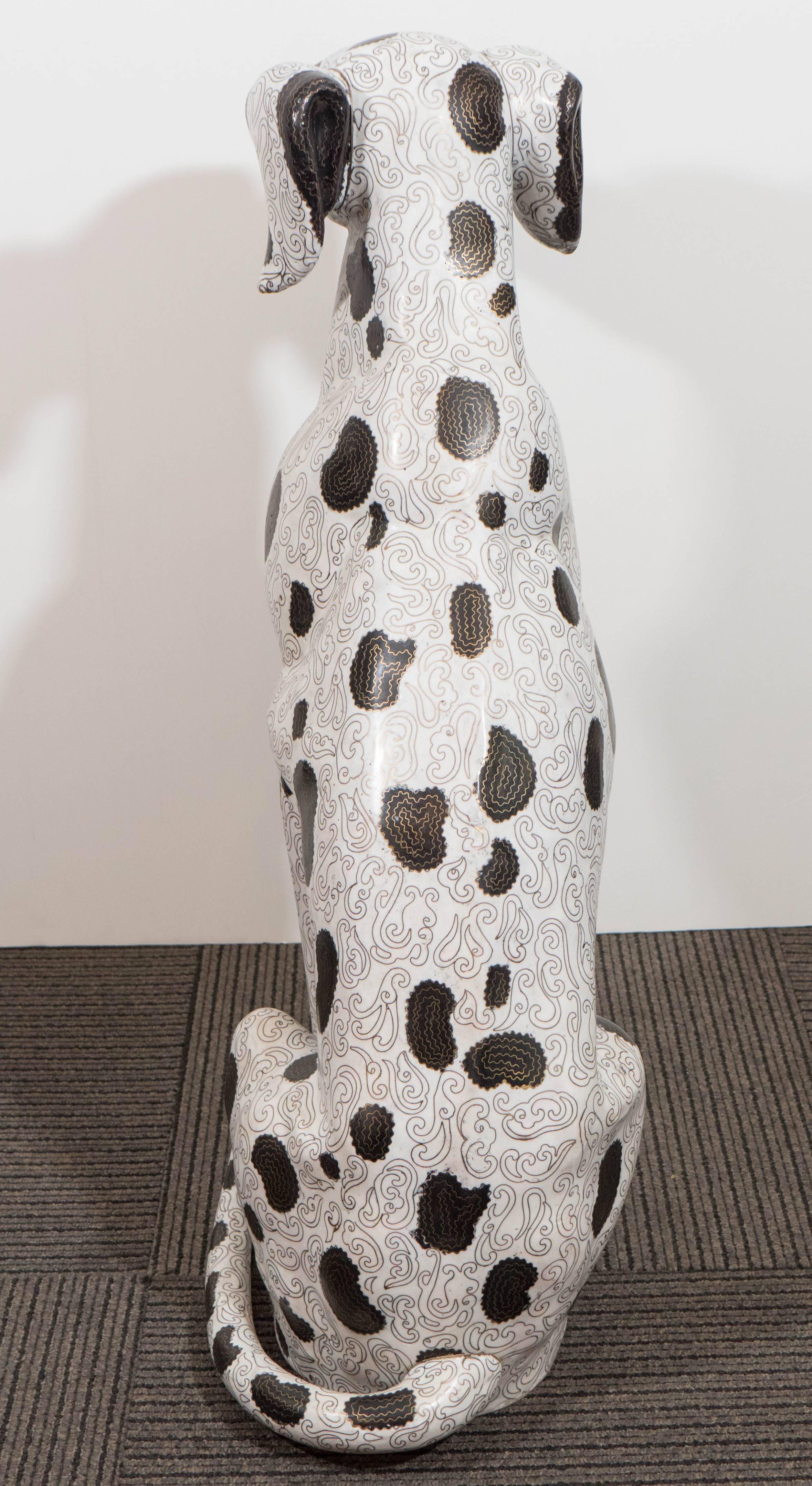 Chinese Cloisonne Dalmatian Dog Statue 1