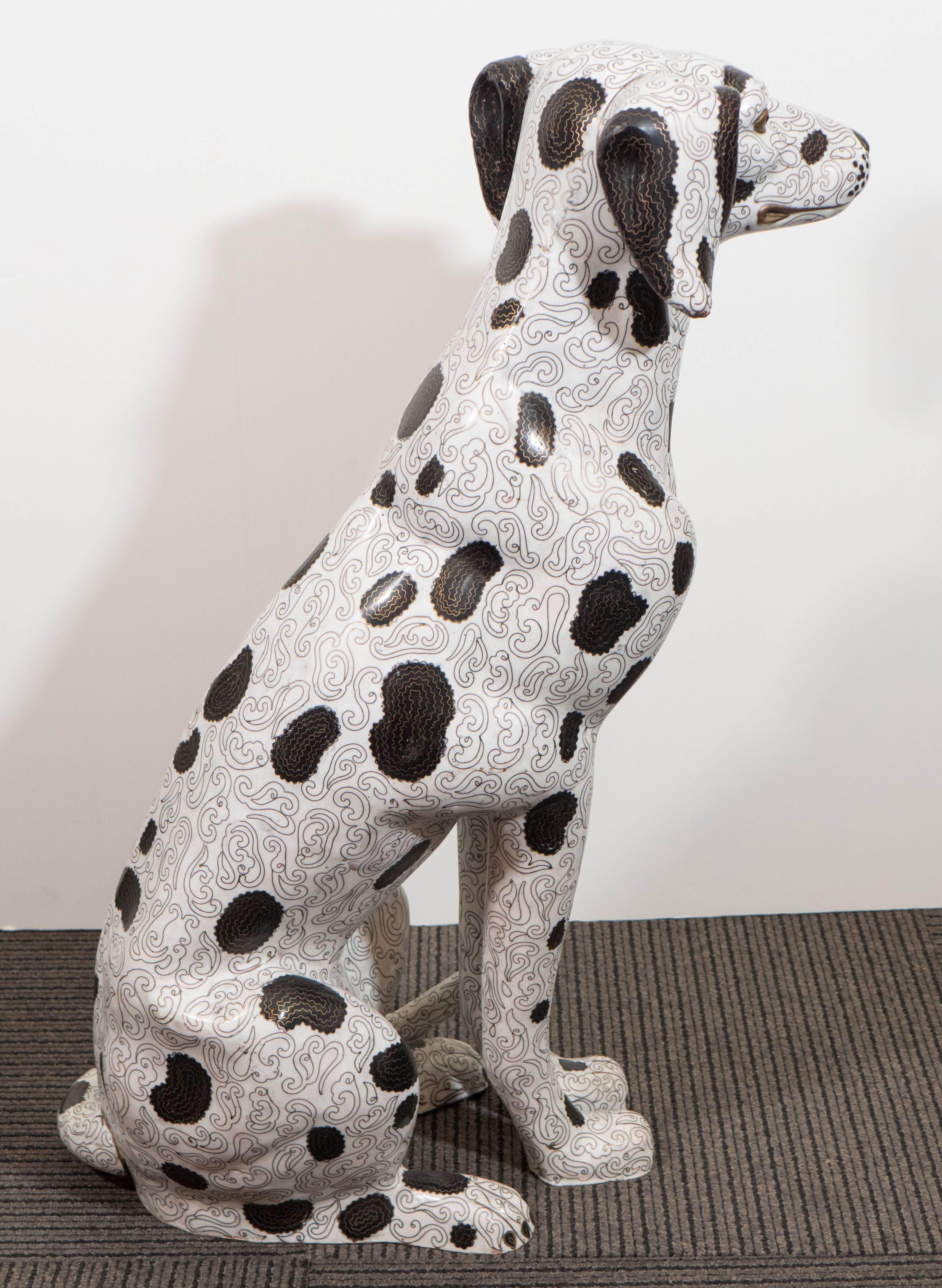 Chinese Cloisonne Dalmatian Dog Statue 2