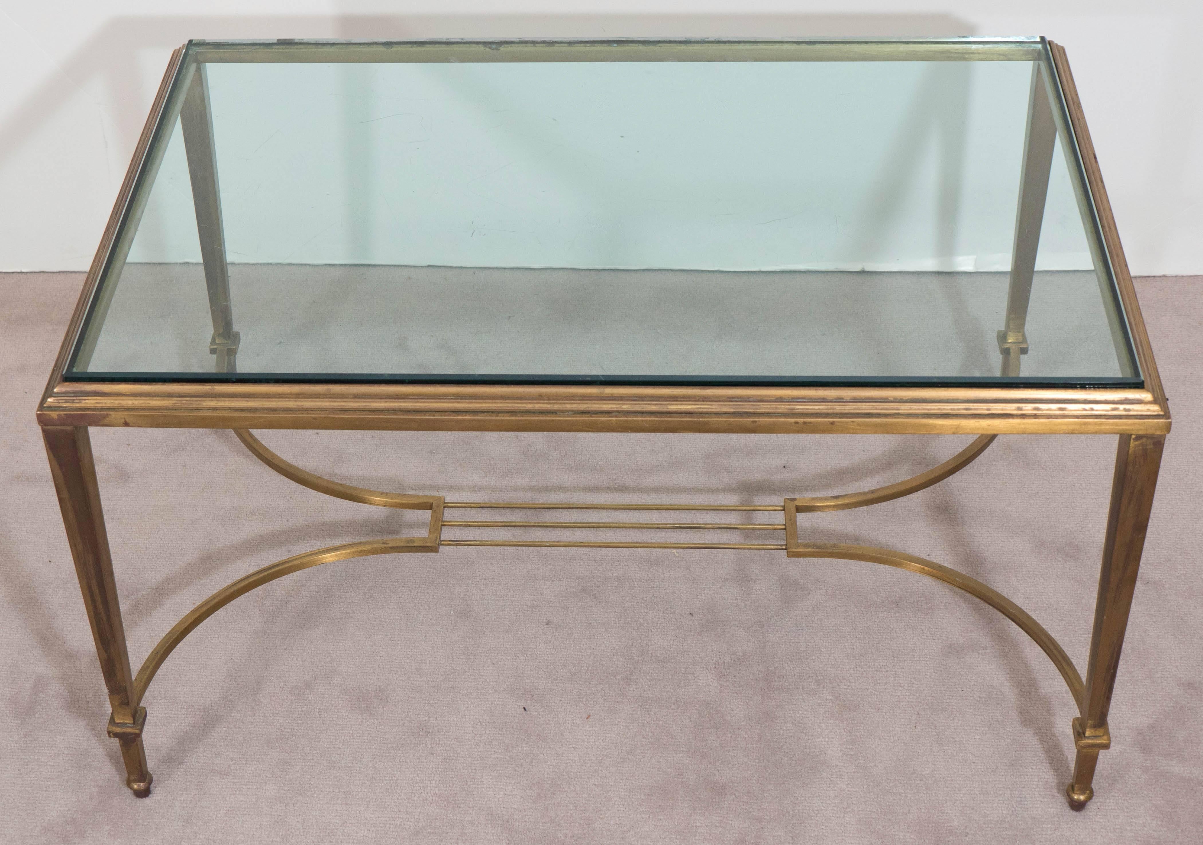 brass glass top coffee table