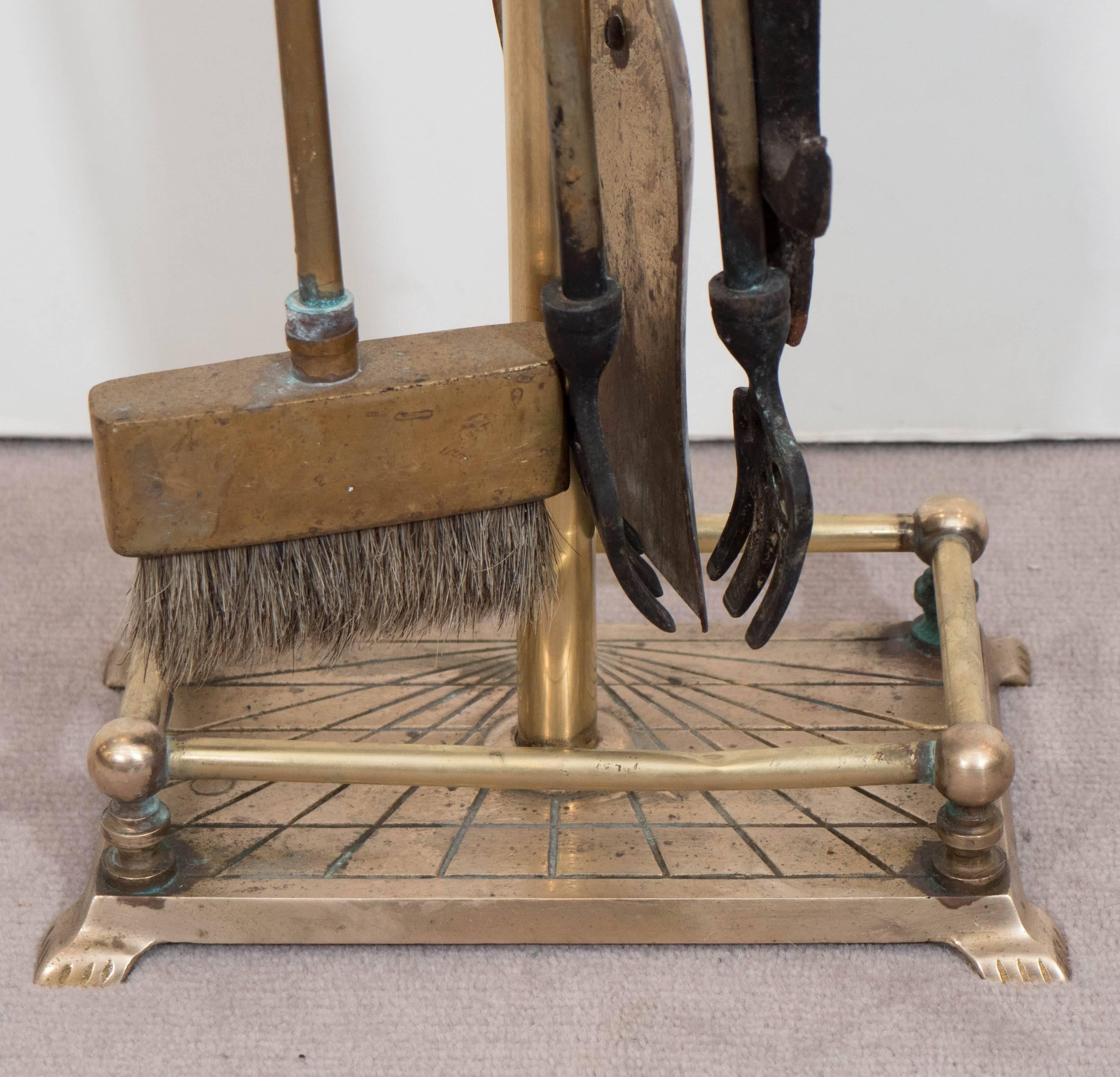 brass horse head fireplace tool set