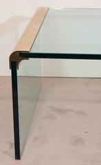 Pace Collection Glass Waterfall Coffee Table with Brass Trim