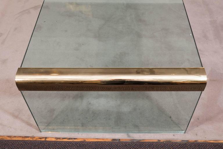 Pace Collection Glass Waterfall Coffee Table With Brass
