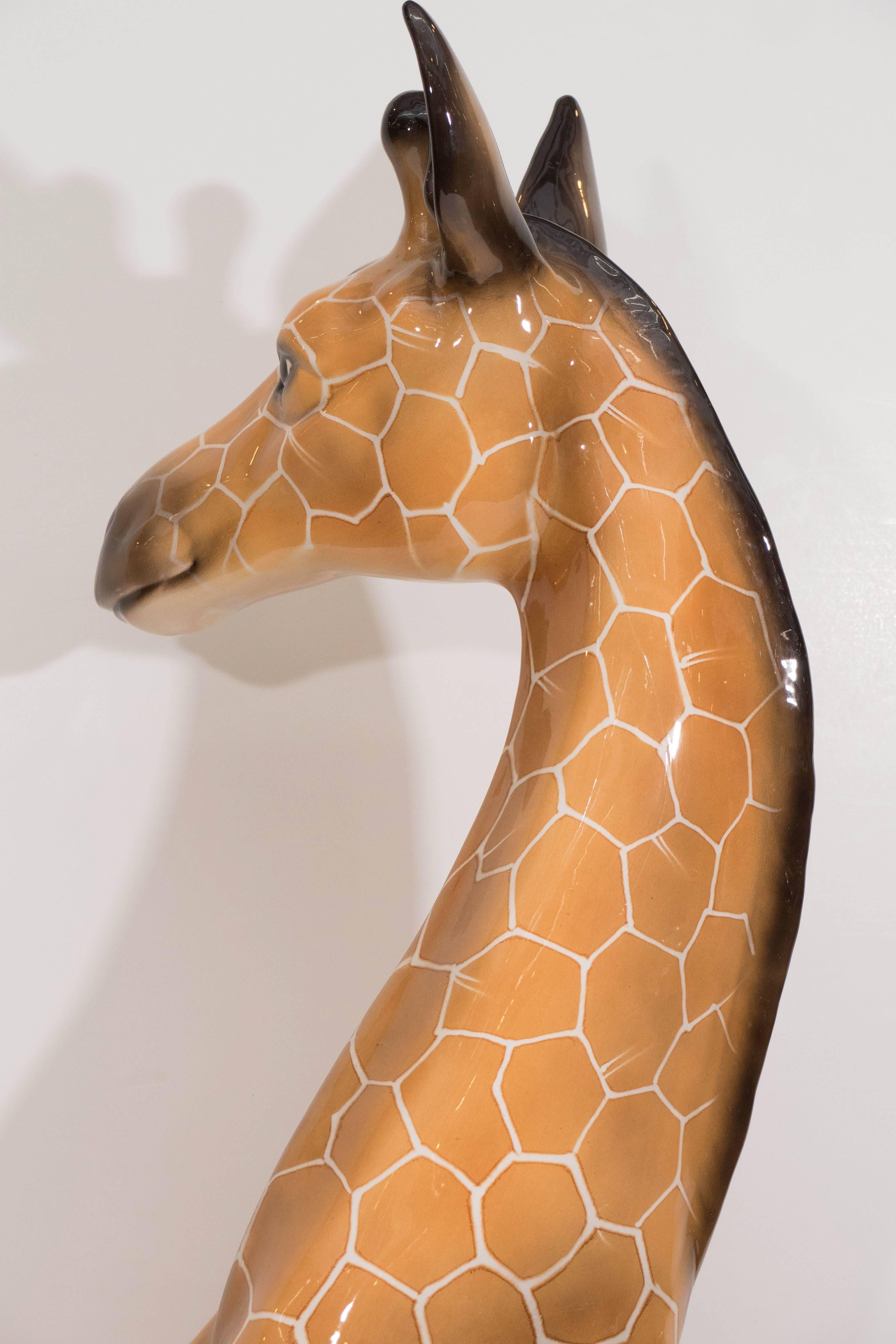 Glazed Midcentury Italian Ceramic Giraffe Sculpture