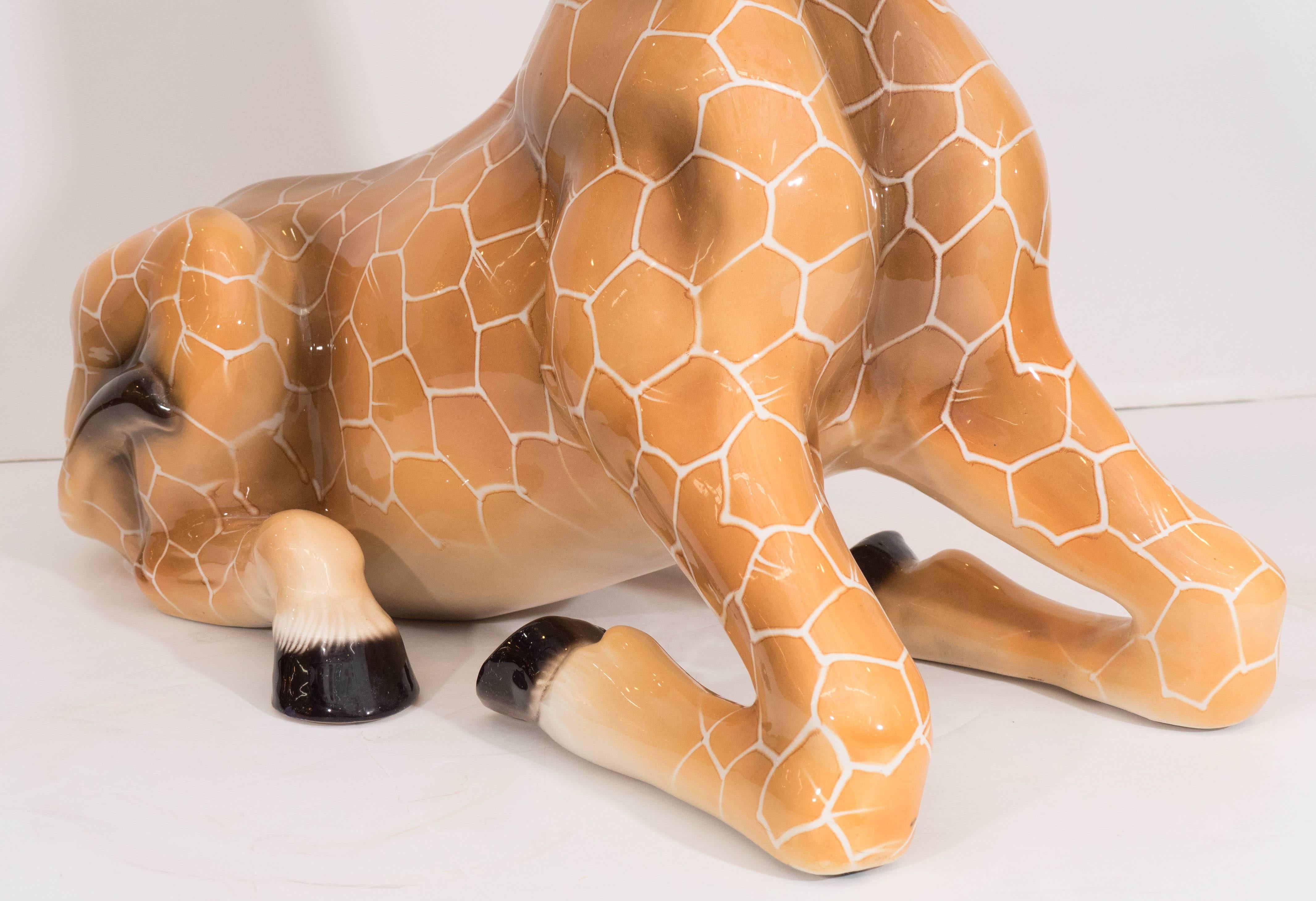 Midcentury Italian Ceramic Giraffe Sculpture 1
