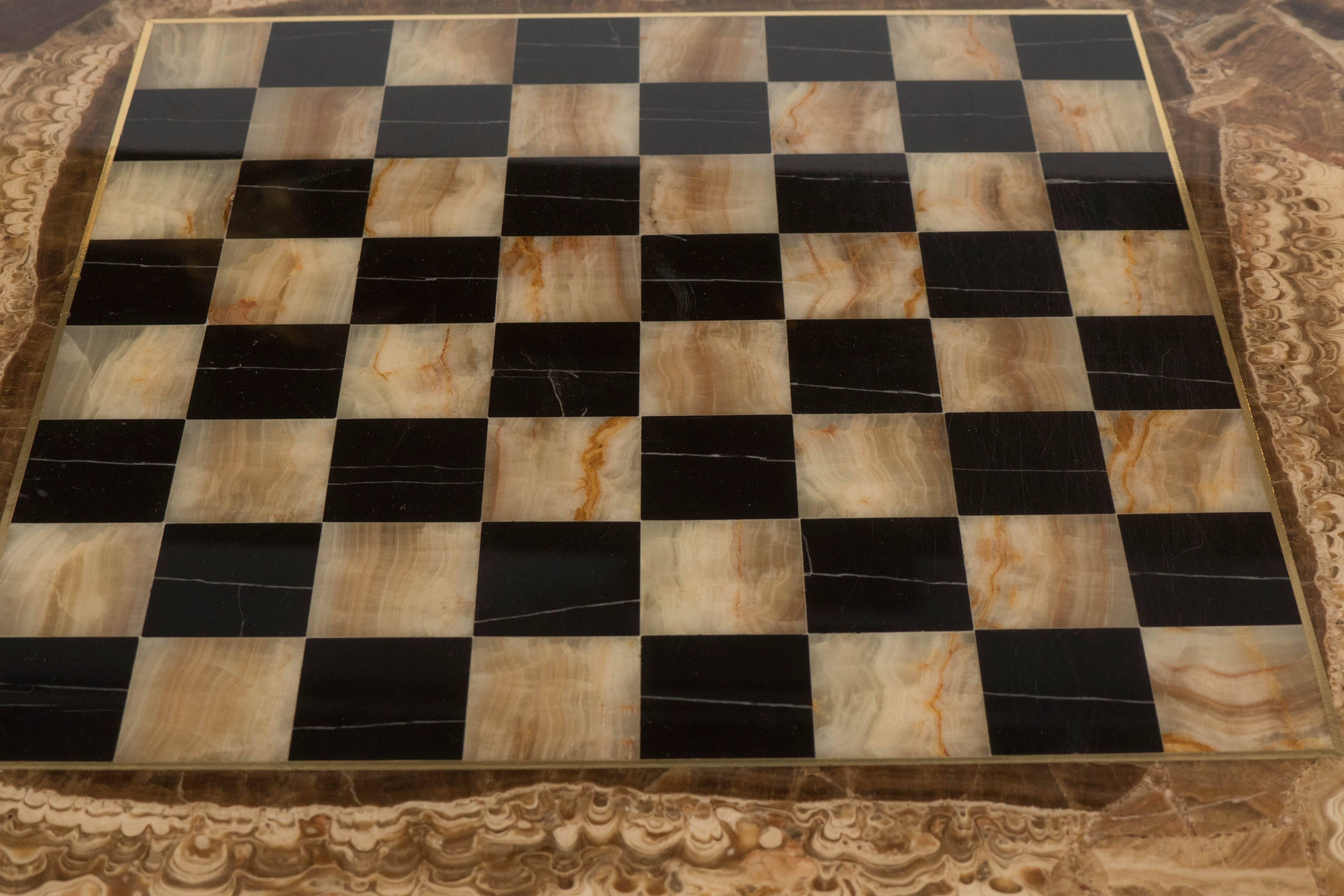 Mid-Century Modern Mid-Century Onyx and Resin Chess Table by Muller of Mexico