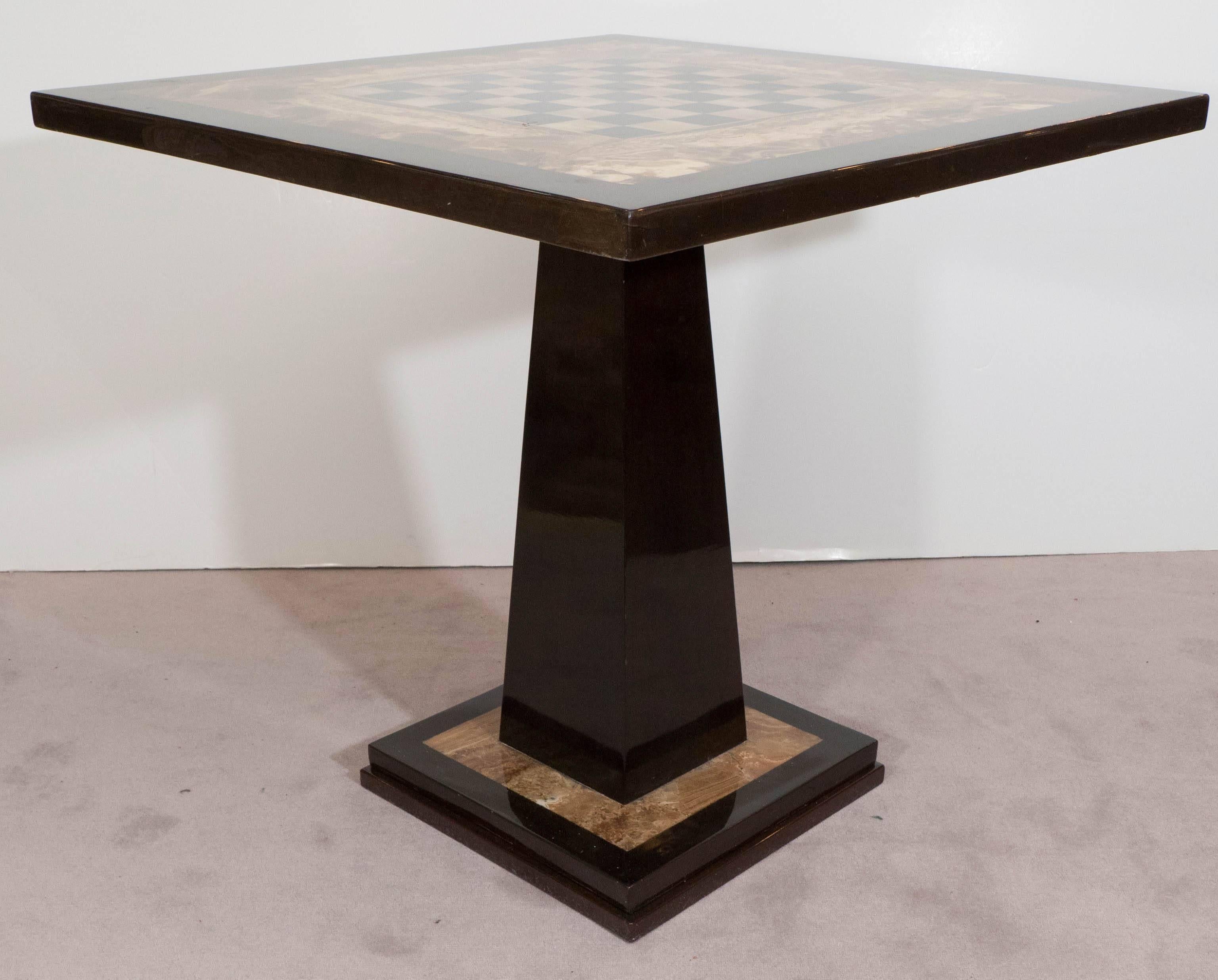 Mid-20th Century Mid-Century Onyx and Resin Chess Table by Muller of Mexico