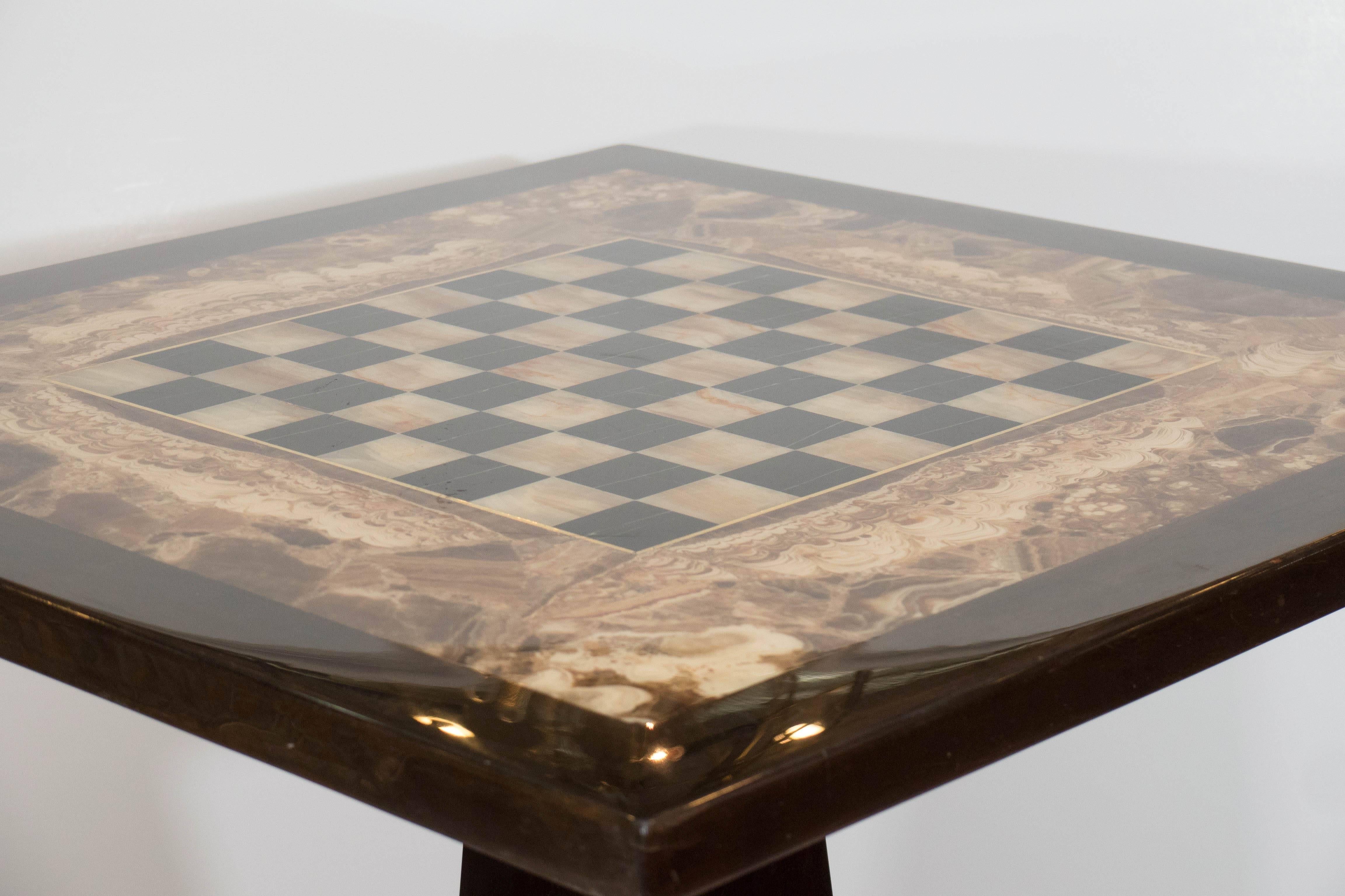 Mid-Century Onyx and Resin Chess Table by Muller of Mexico 1