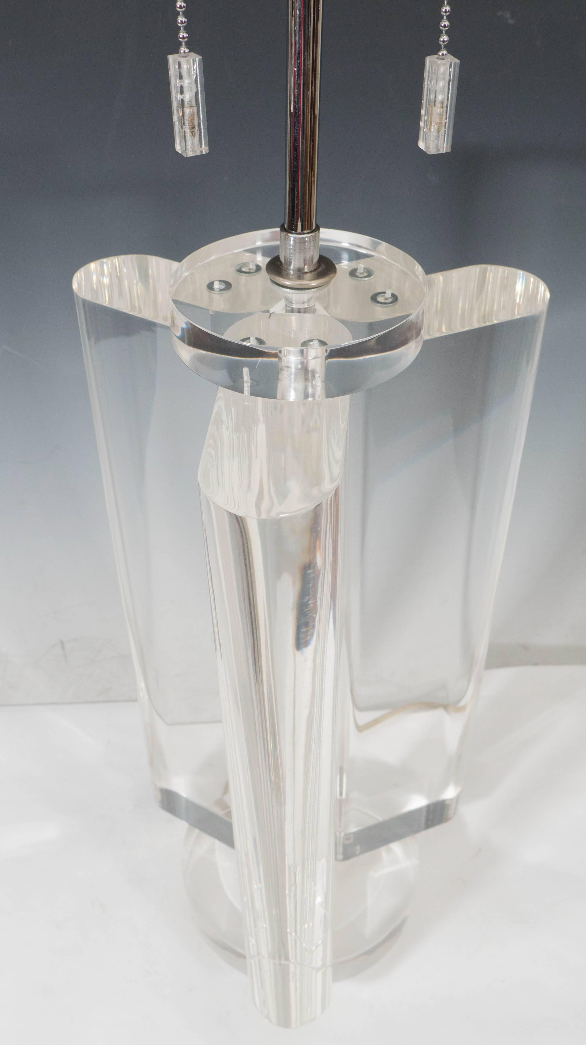 Karl Springer Style Modernistic Lucite Lamp 3