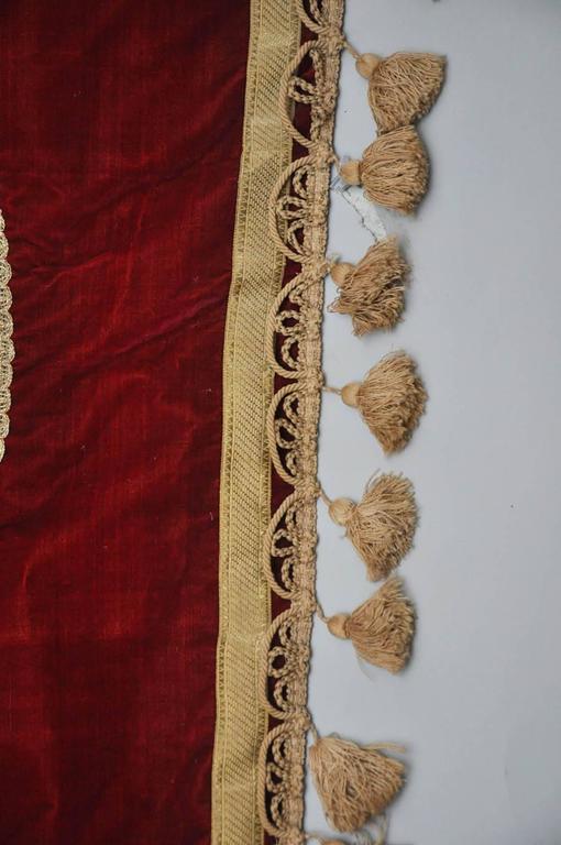 Italian Embroidered Crimson Silk Velvet Banner at 1stDibs