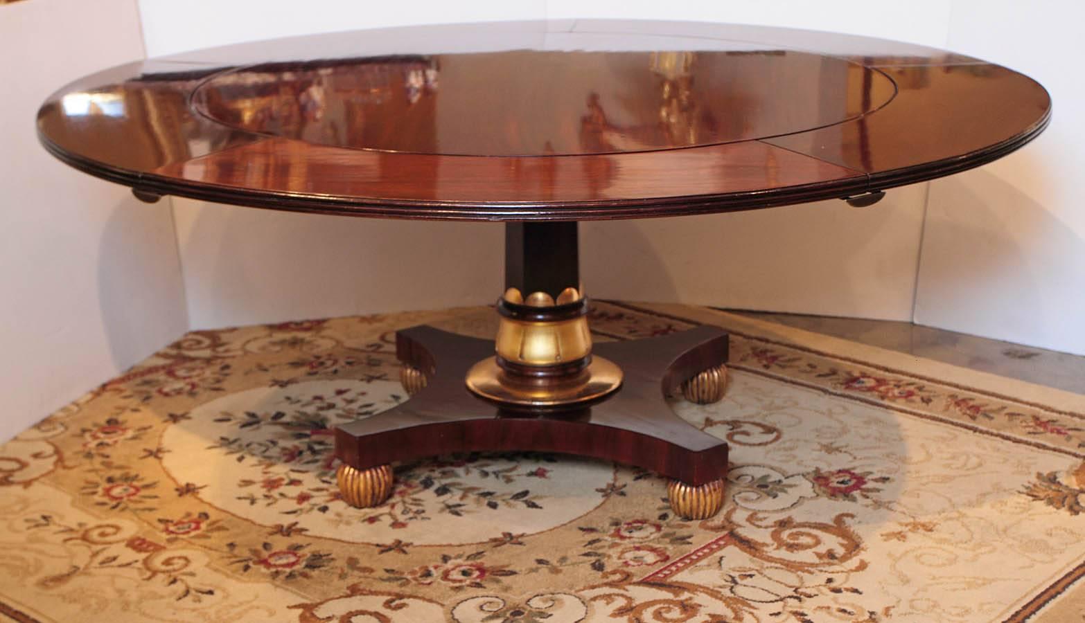 European 19th Century Regency Mahogany and Parcel-Gilt Dining Table